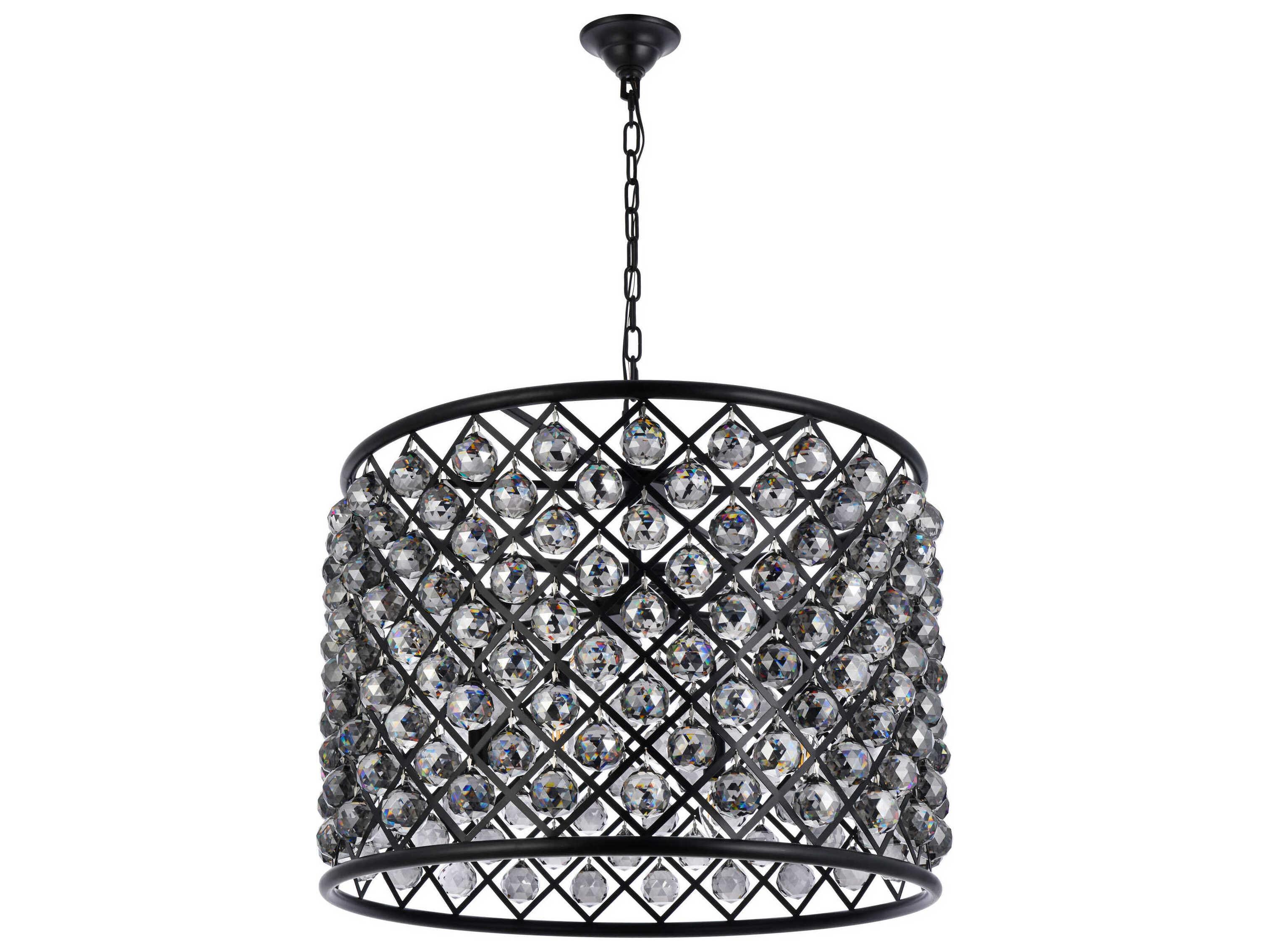 Elegant Lighting Madison 8-Light Mocha Brown Silver Crystal Drum Pendant