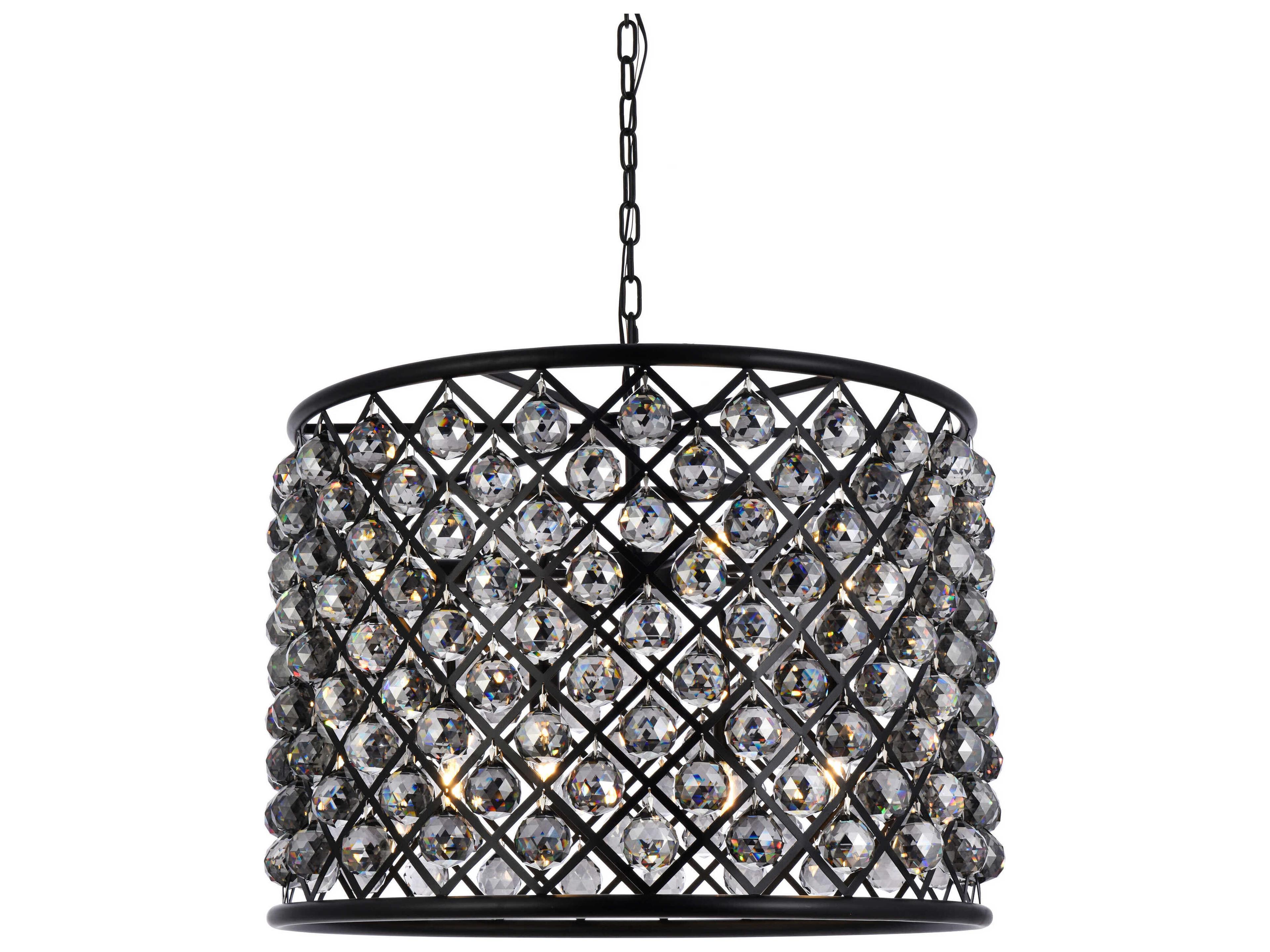 Elegant Lighting Madison 8-Light Mocha Brown Silver Crystal Drum Pendant