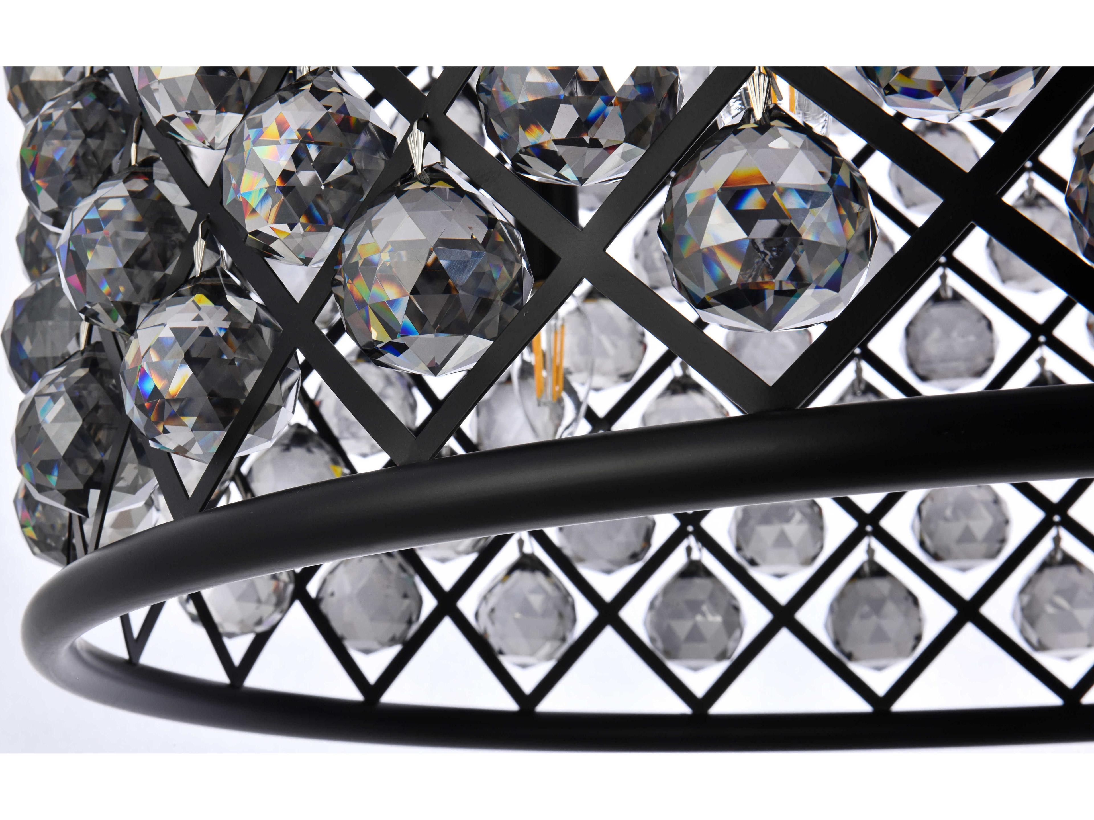 Elegant Lighting Madison 8-Light Mocha Brown Silver Crystal Drum Pendant