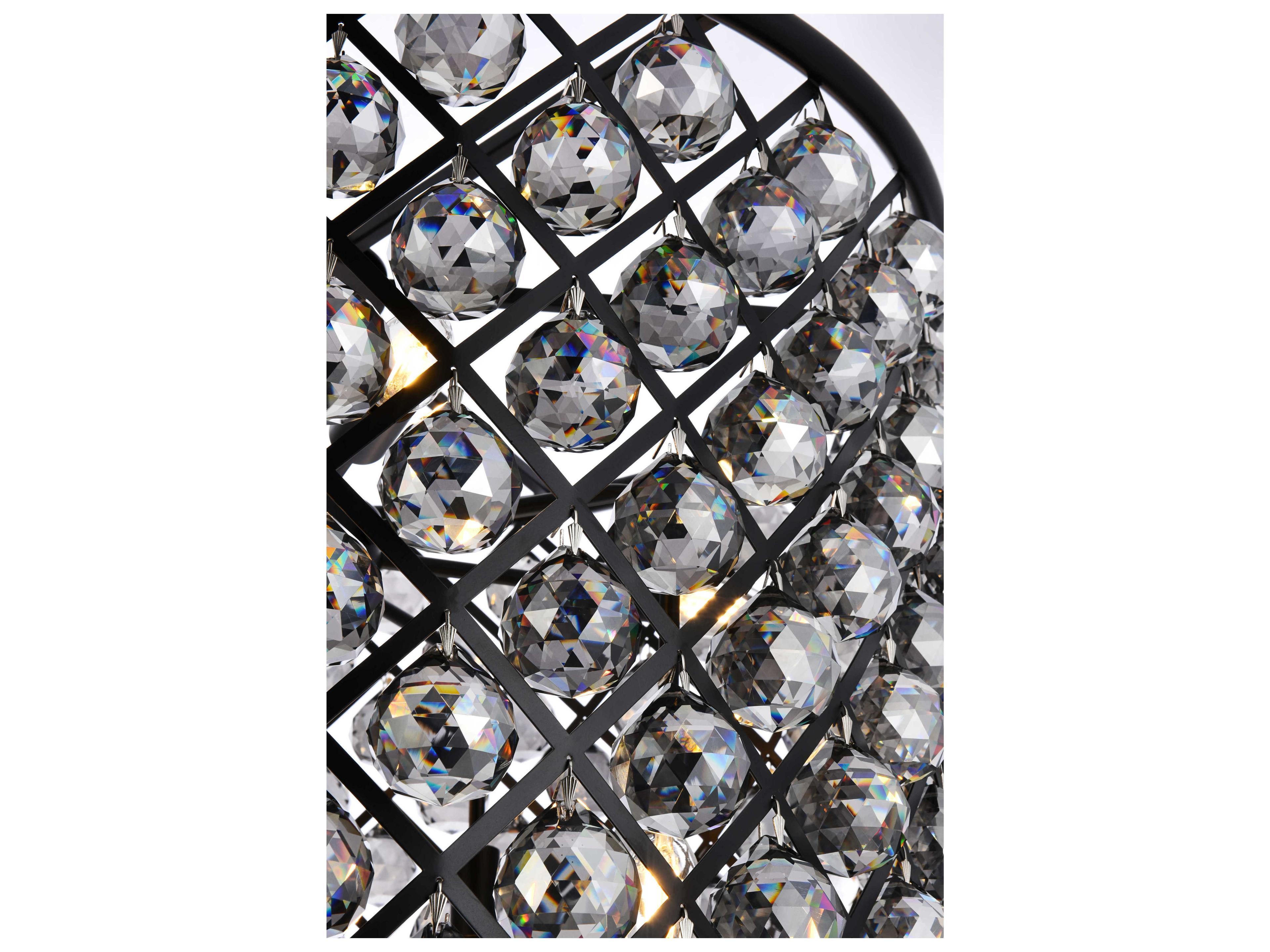 Elegant Lighting Madison 8-Light Mocha Brown Silver Crystal Drum Pendant