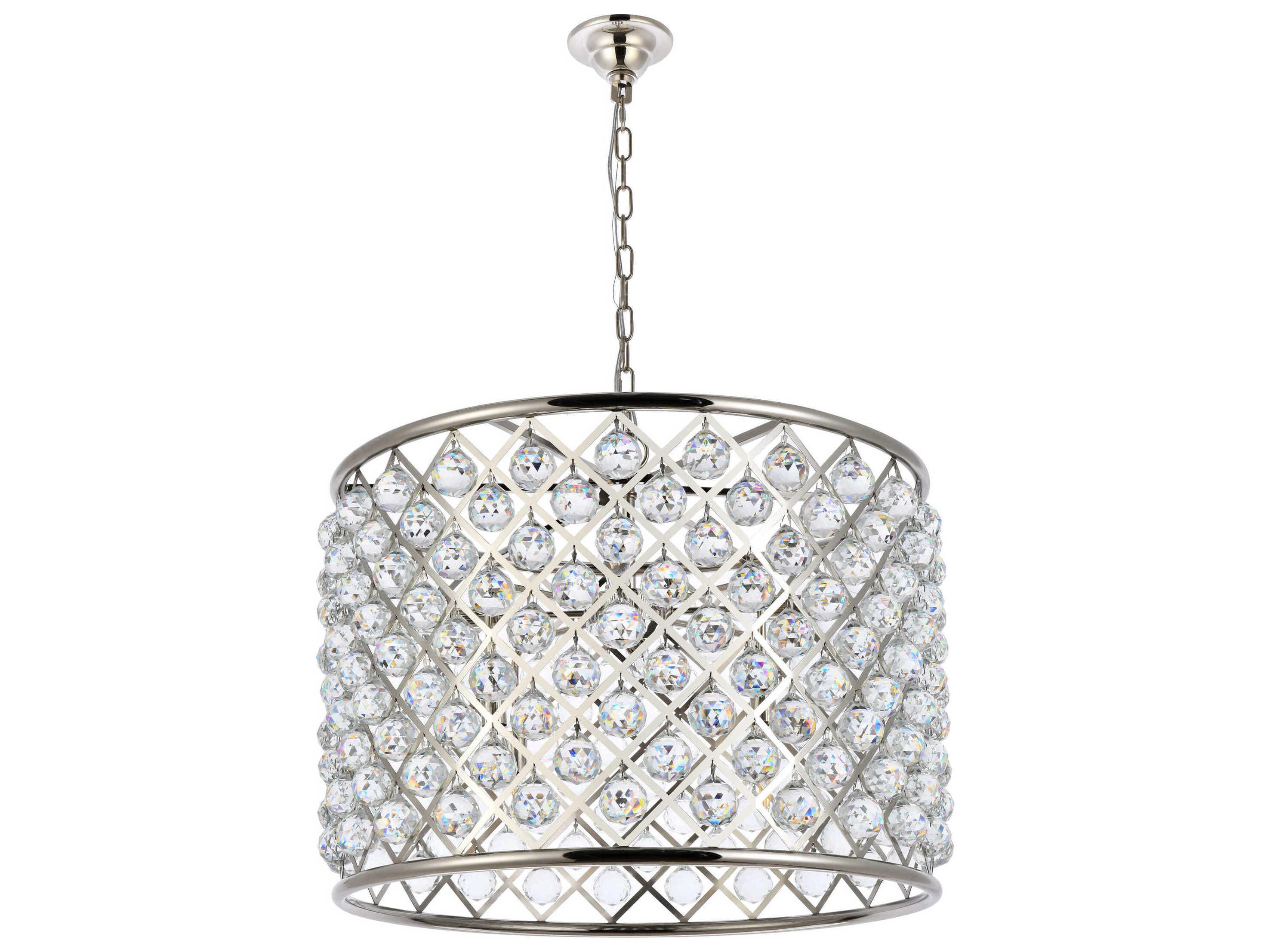 Elegant Lighting Madison 8-Light Polished Nickel Clear Crystal Drum Pendant