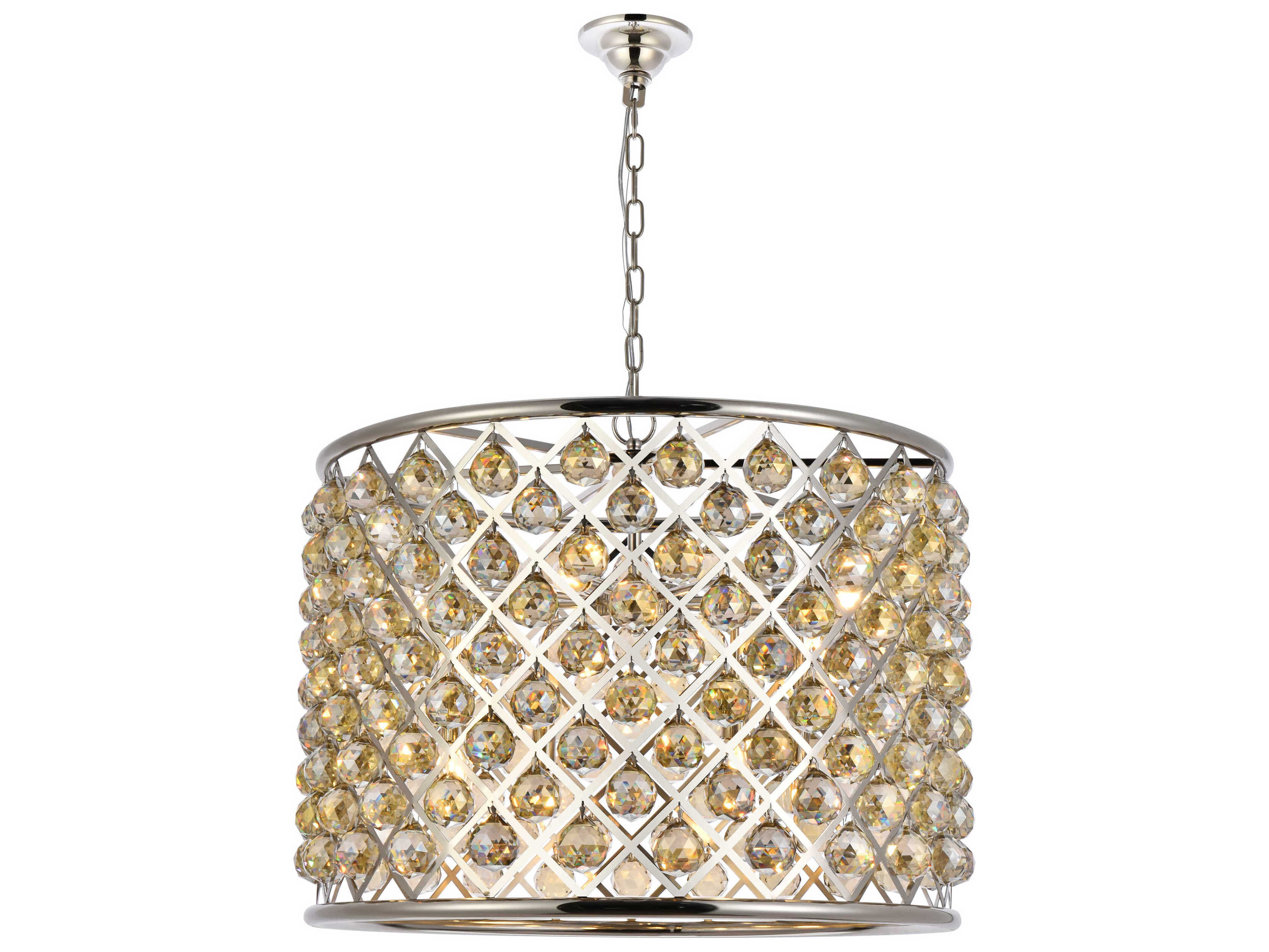 Elegant Lighting Madison 8-Light Polished Nickel Gold Crystal Drum Pendant