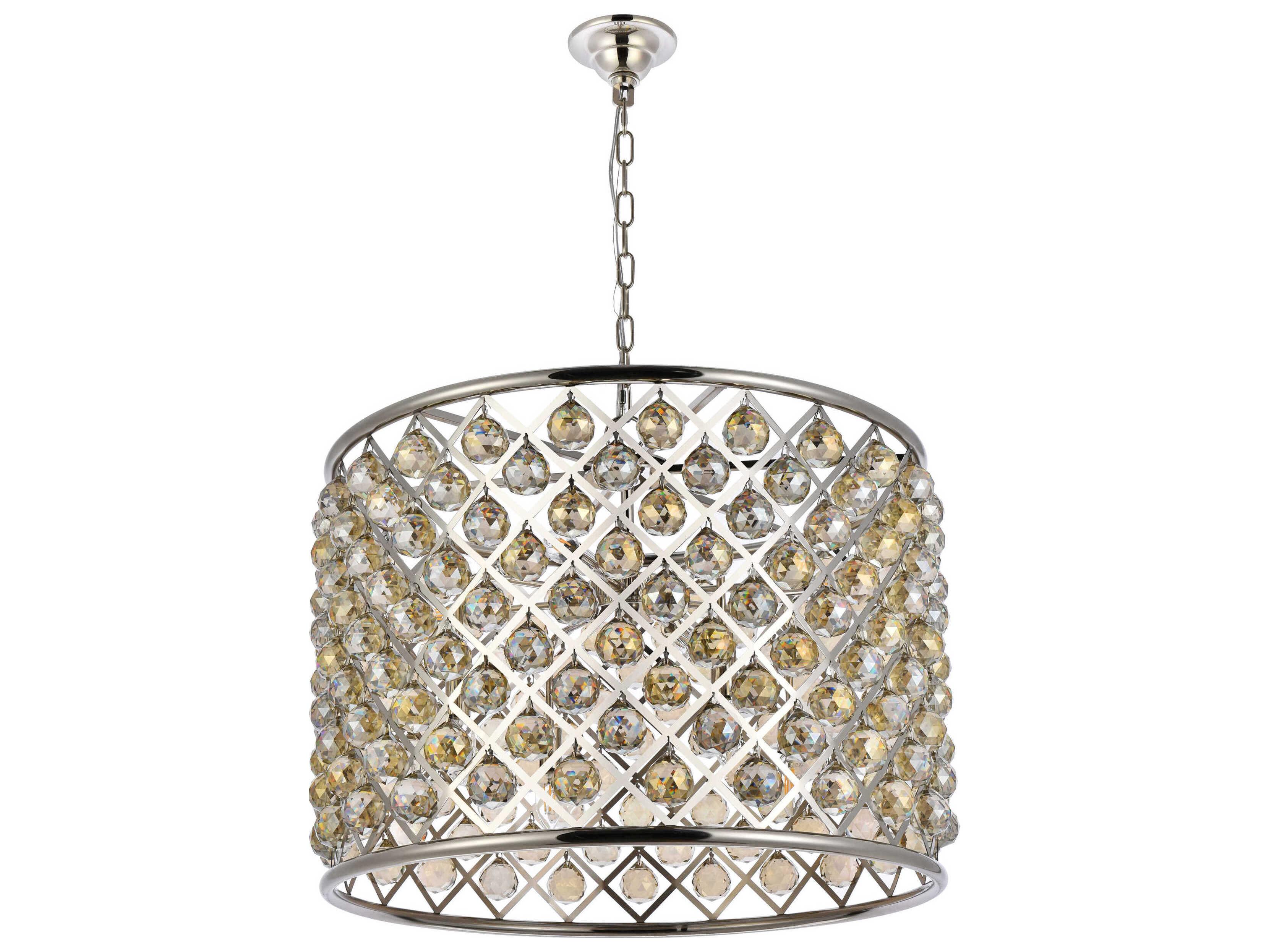 Elegant Lighting Madison 8-Light Polished Nickel Gold Crystal Drum Pendant