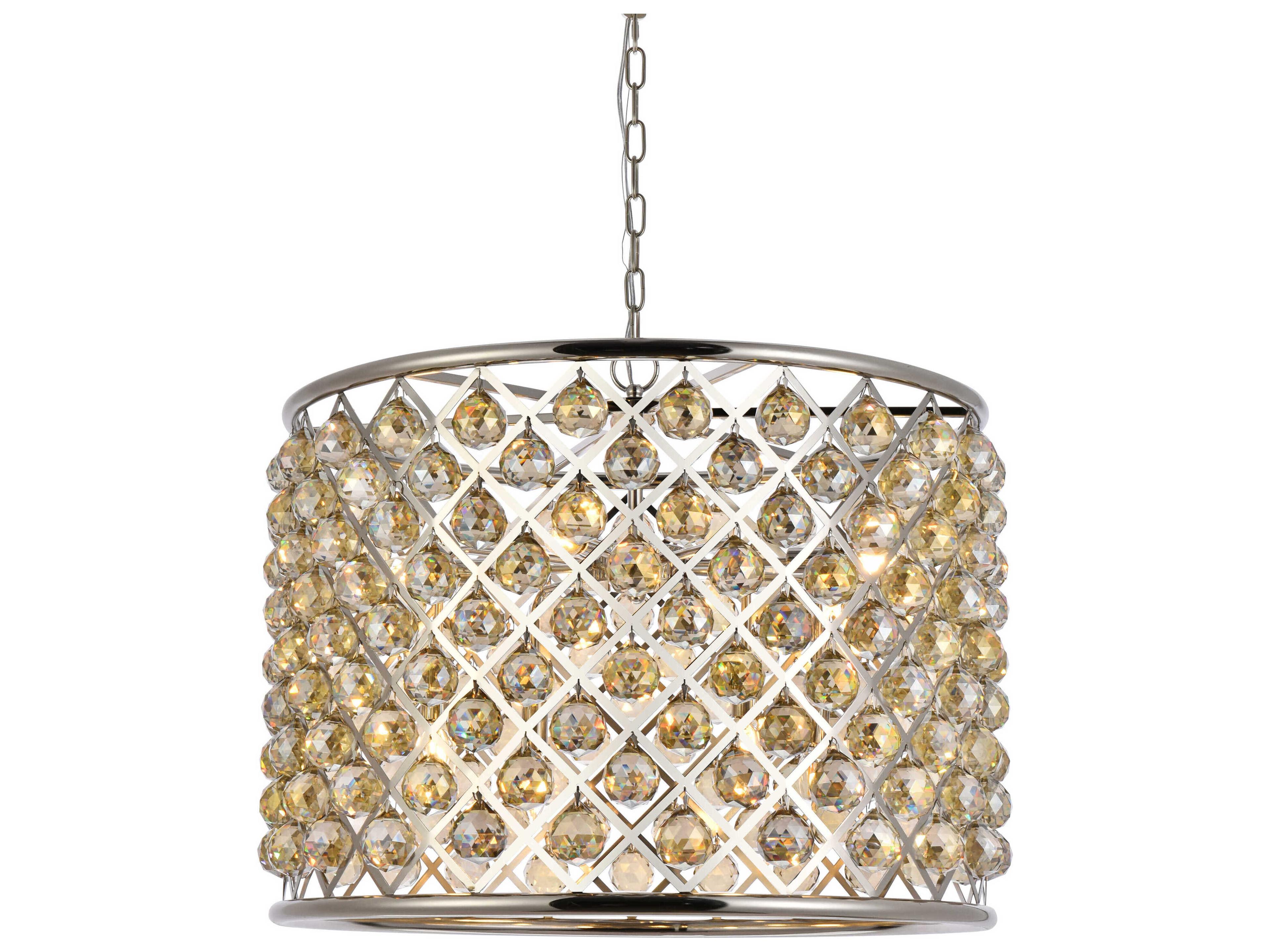 Elegant Lighting Madison 8-Light Polished Nickel Gold Crystal Drum Pendant