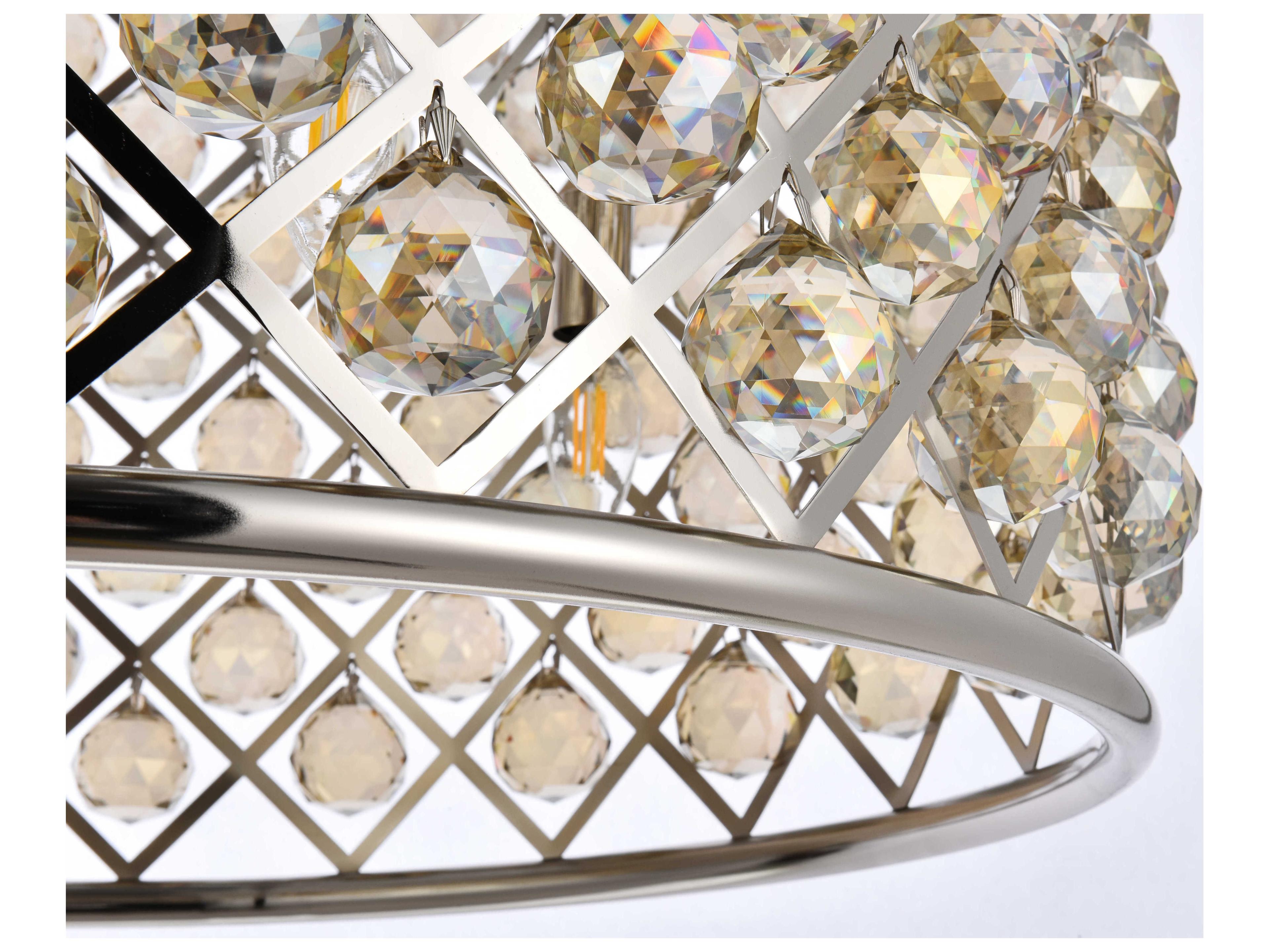 Elegant Lighting Madison 8-Light Polished Nickel Gold Crystal Drum Pendant