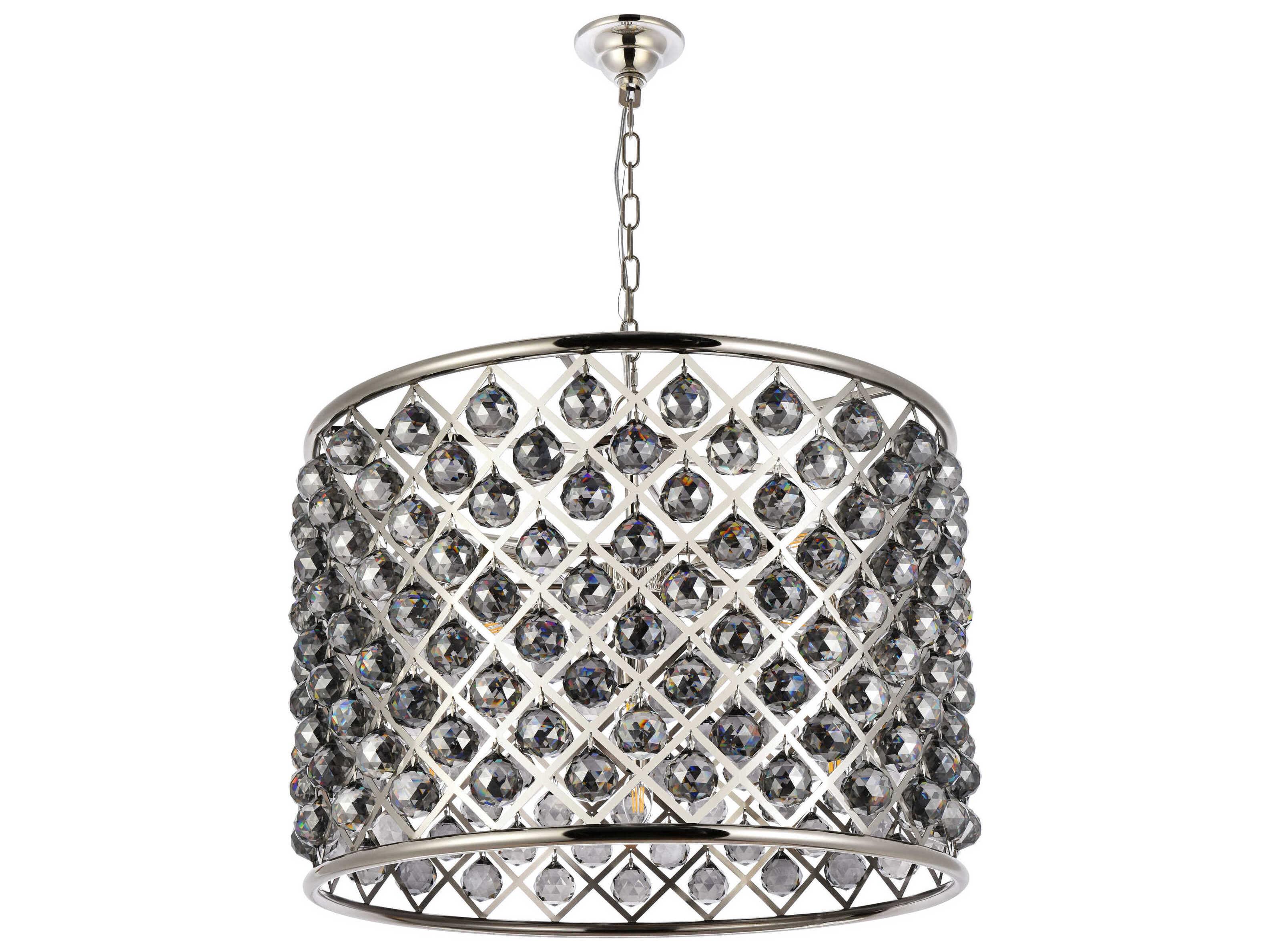 Elegant Lighting Madison 8-Light Polished Nickel Silver Crystal Drum Pendant