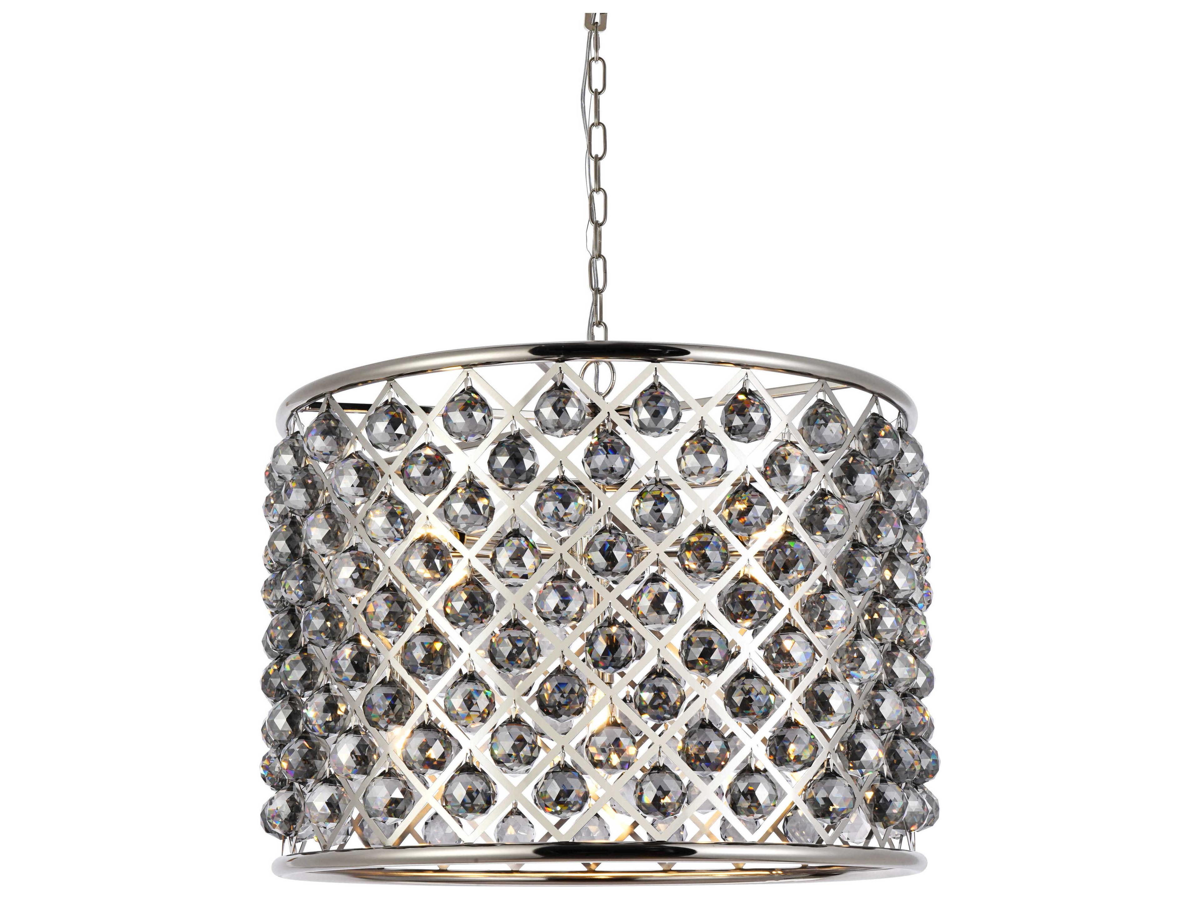 Elegant Lighting Madison 8-Light Polished Nickel Silver Crystal Drum Pendant