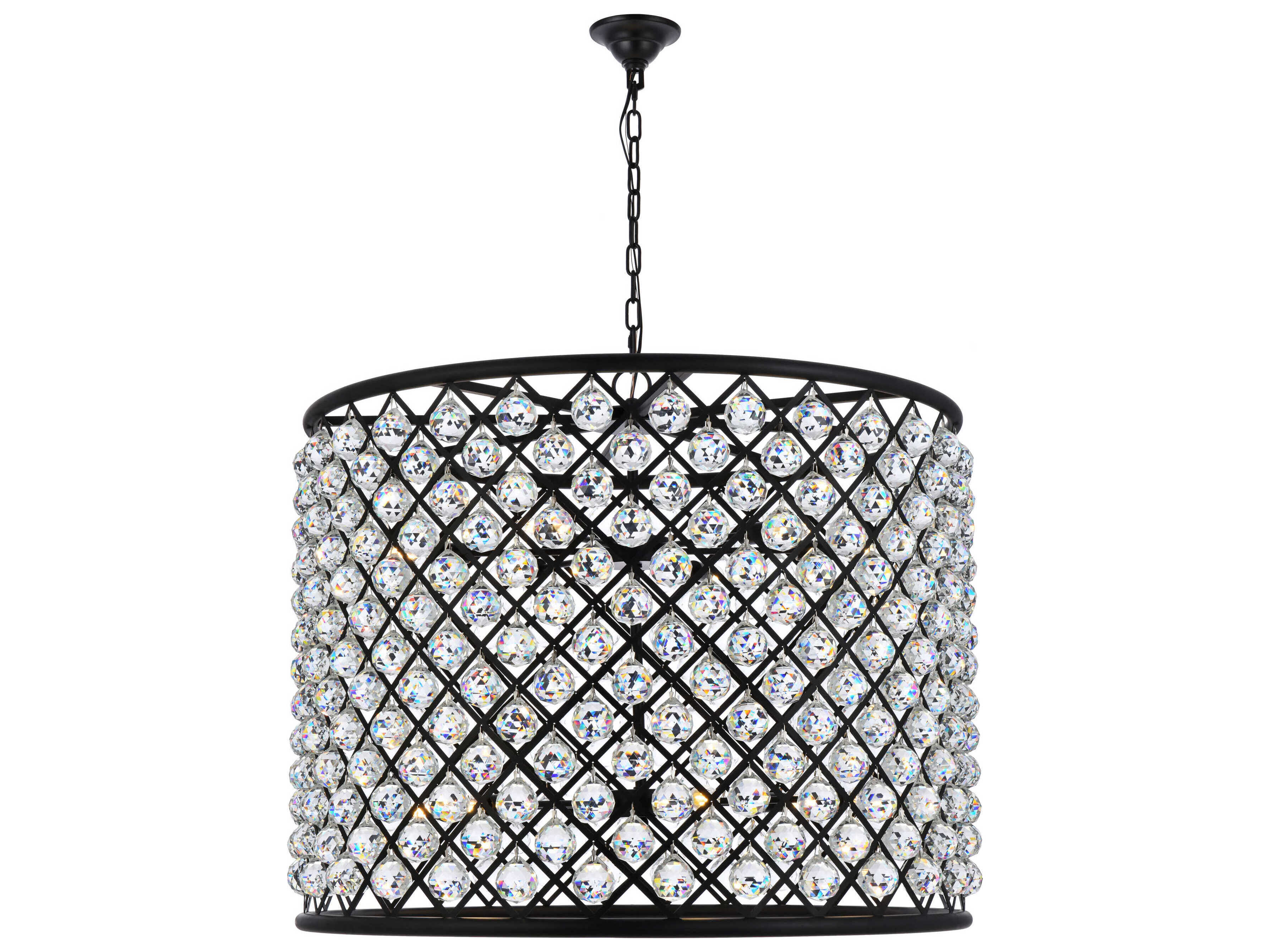 Elegant Lighting Madison 12-Light Mocha Brown Clear Crystal Drum Pendant