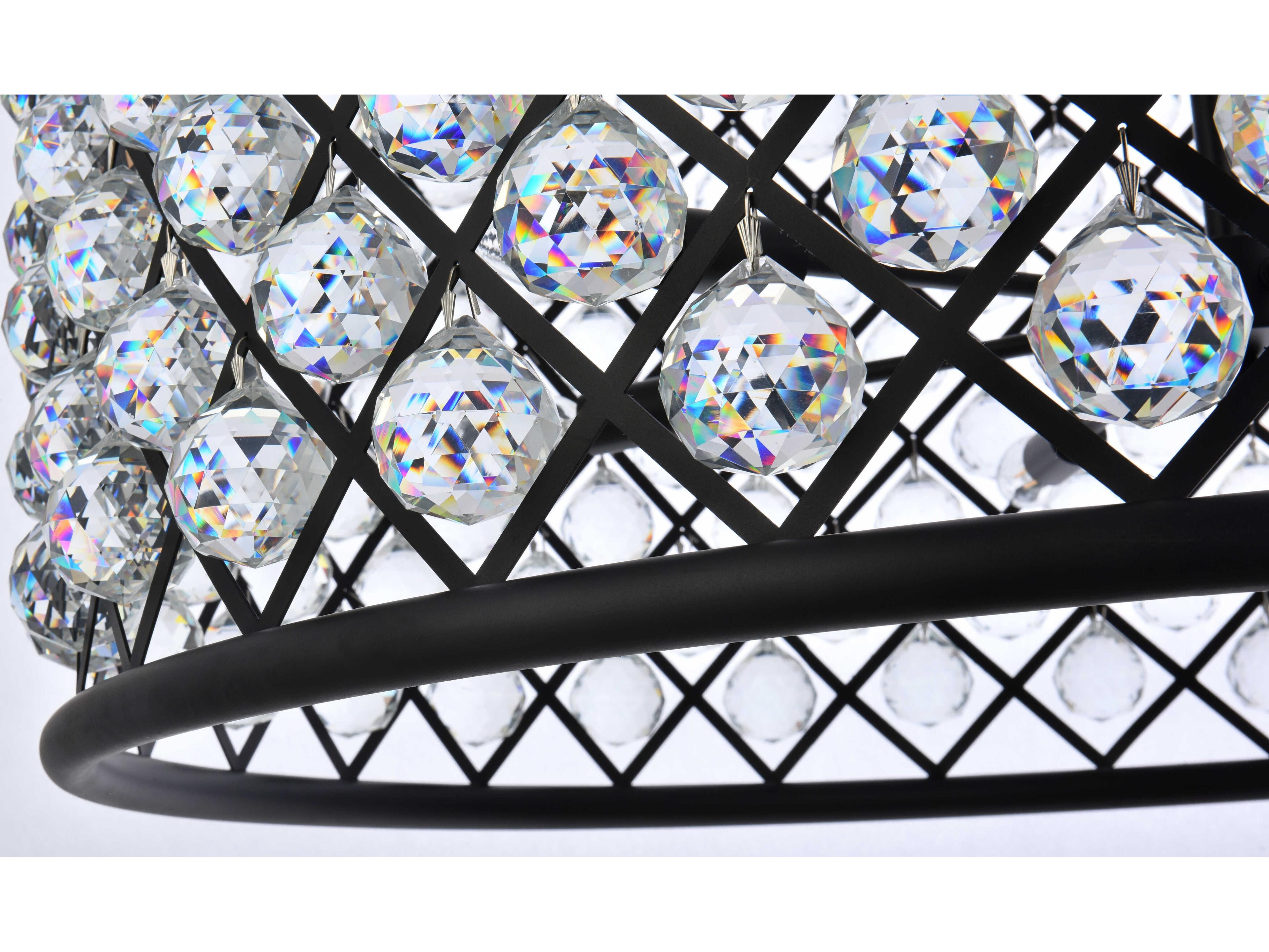 Elegant Lighting Madison 12-Light Mocha Brown Clear Crystal Drum Pendant