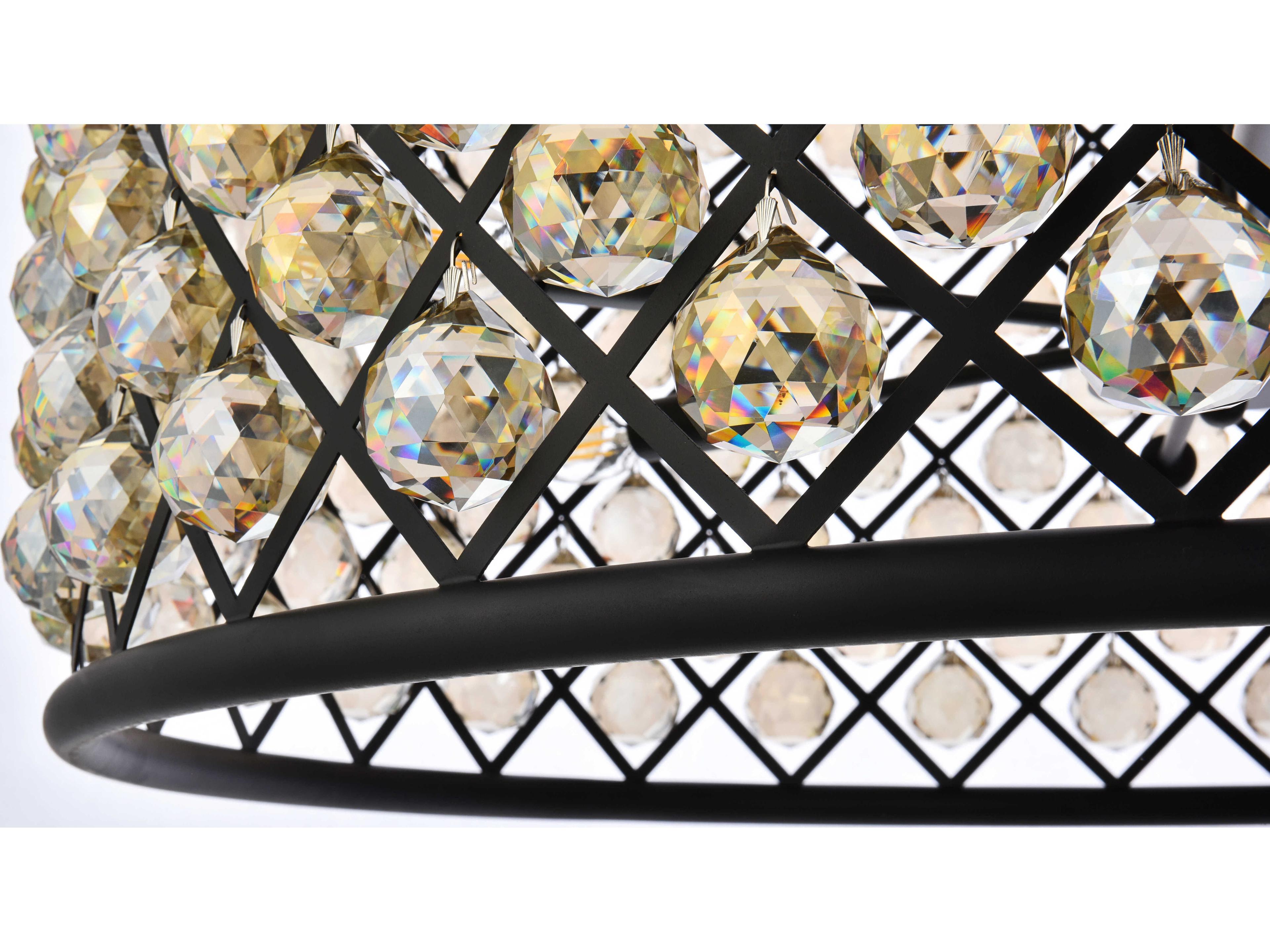 Elegant Lighting Madison 12-Light Mocha Brown Gold Crystal Drum Pendant