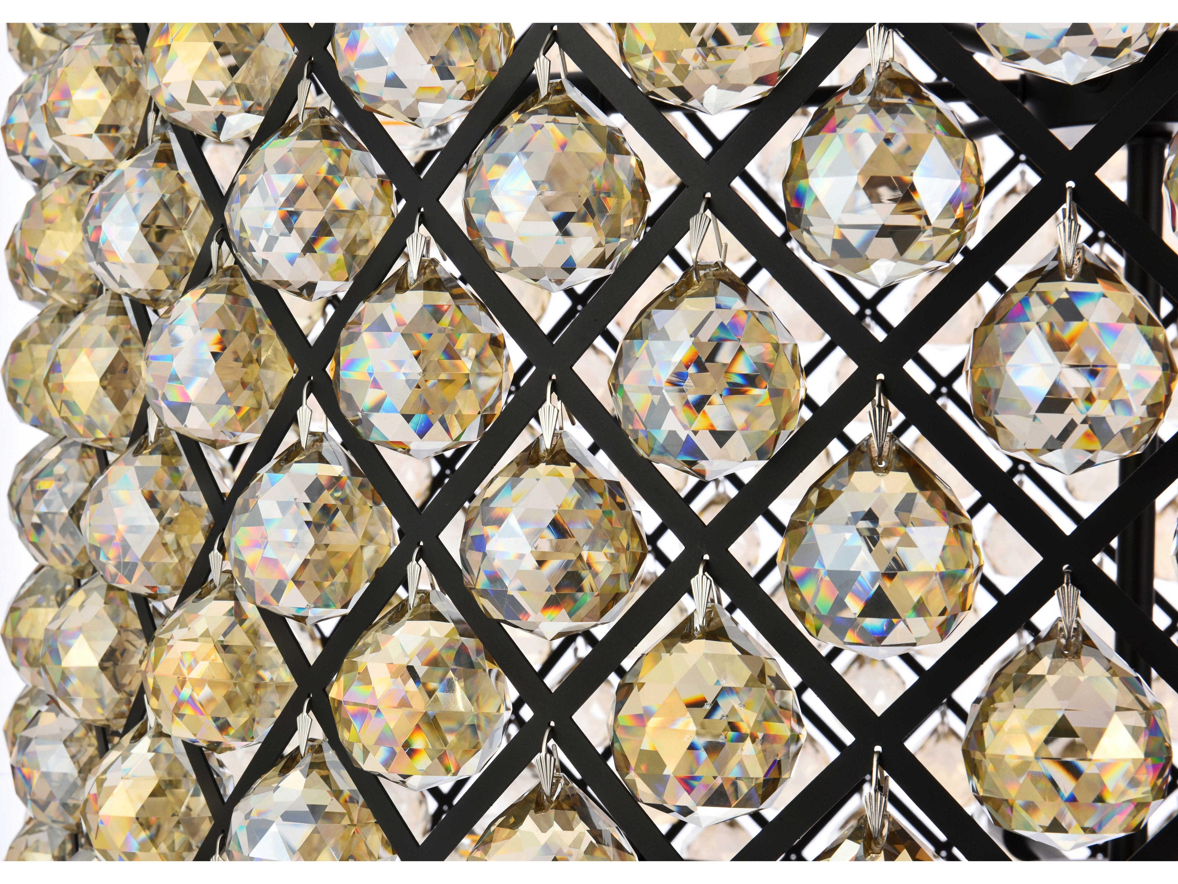 Elegant Lighting Madison 12-Light Mocha Brown Gold Crystal Drum Pendant