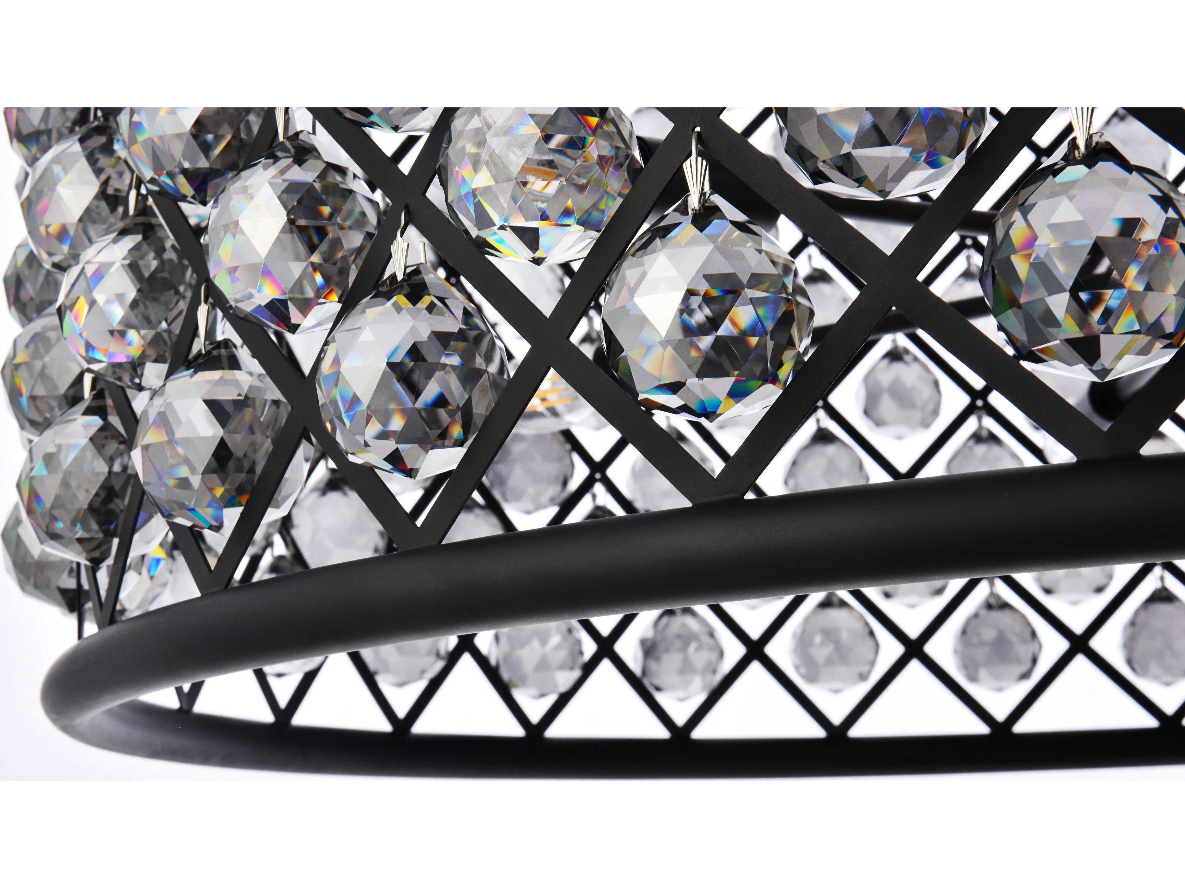 Elegant Lighting Madison 12-Light Mocha Brown Silver Crystal Drum Pendant