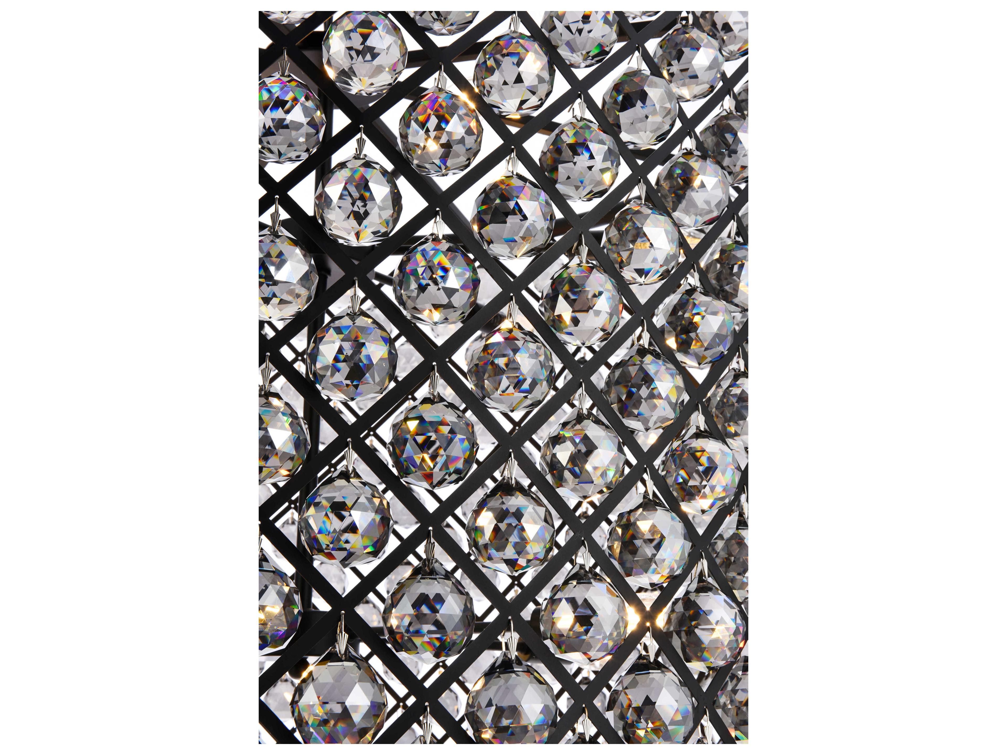 Elegant Lighting Madison 12-Light Mocha Brown Silver Crystal Drum Pendant