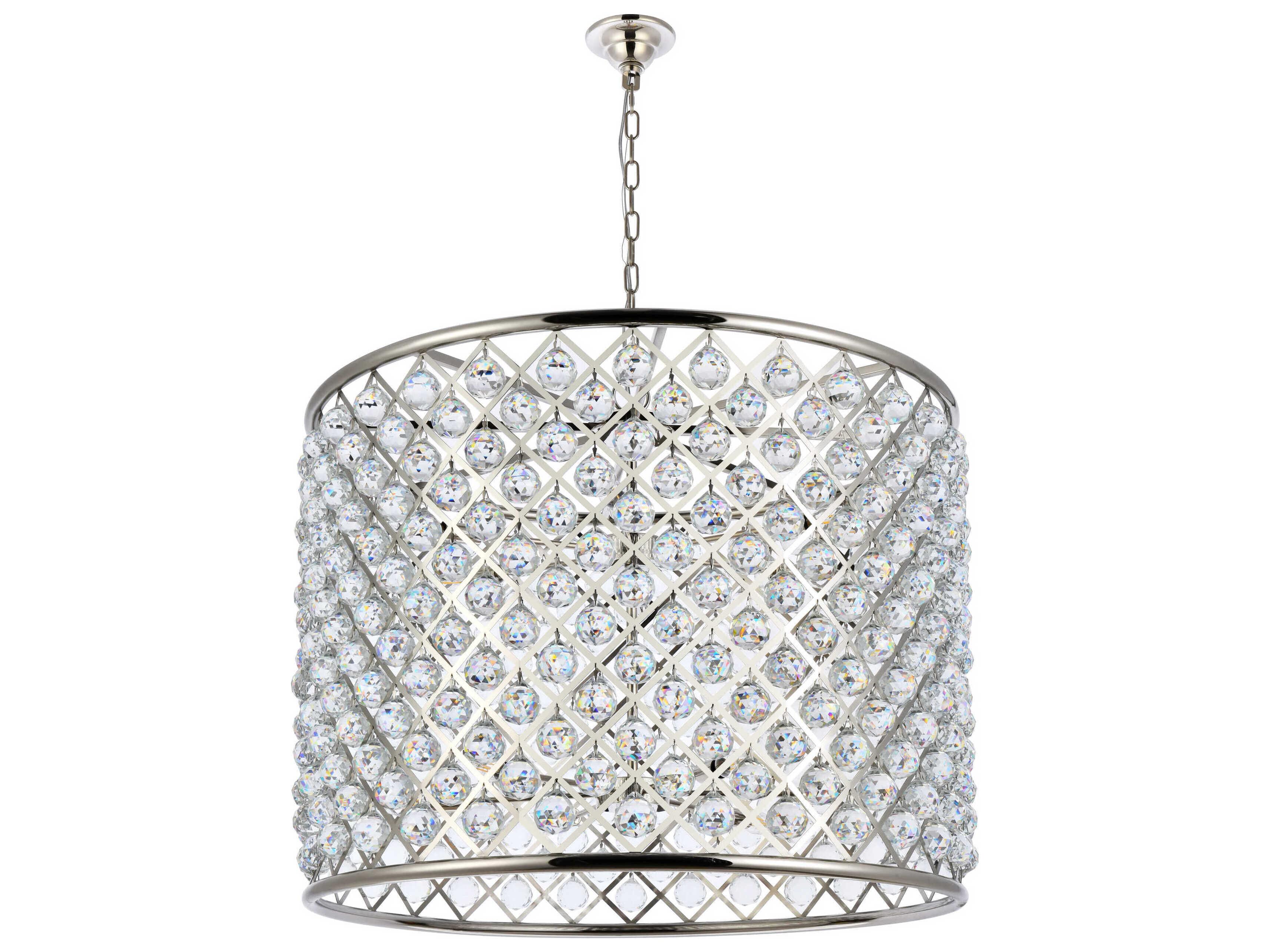 Elegant Lighting Madison 12-Light Polished Nickel Clear Crystal Drum Pendant