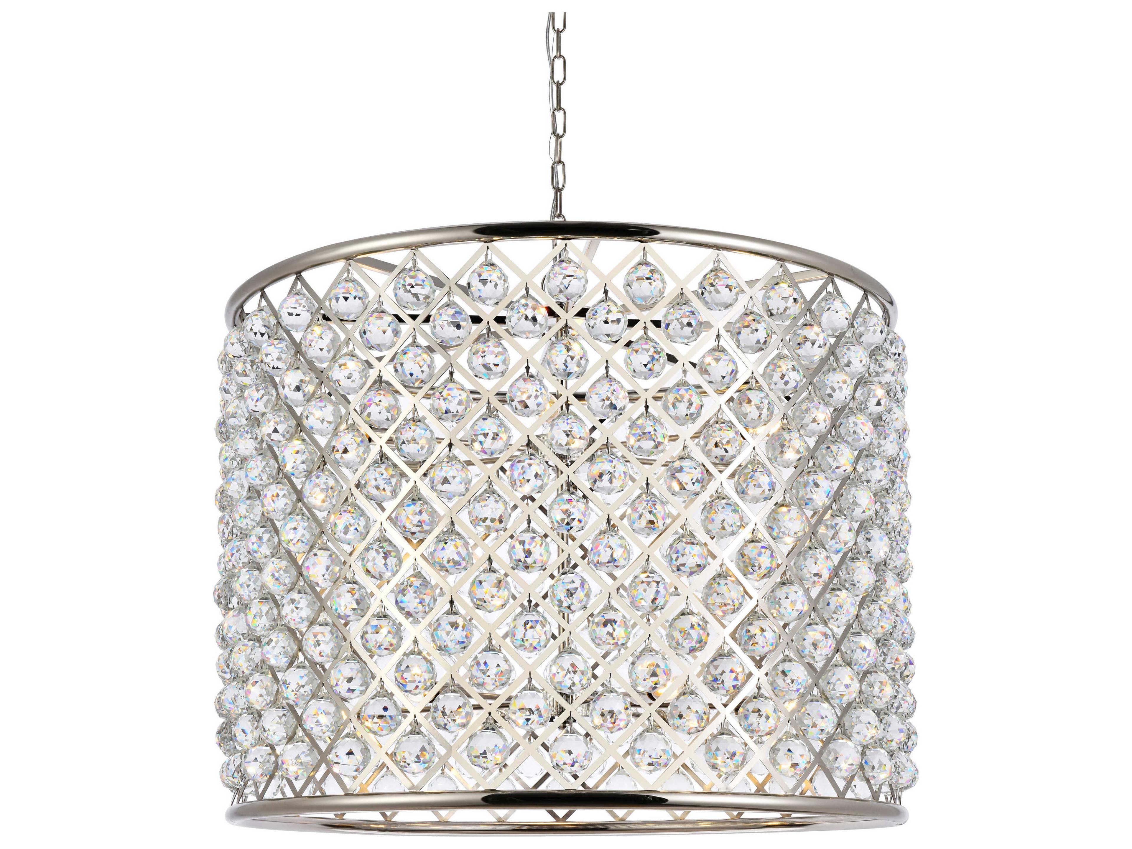 Elegant Lighting Madison 12-Light Polished Nickel Clear Crystal Drum Pendant