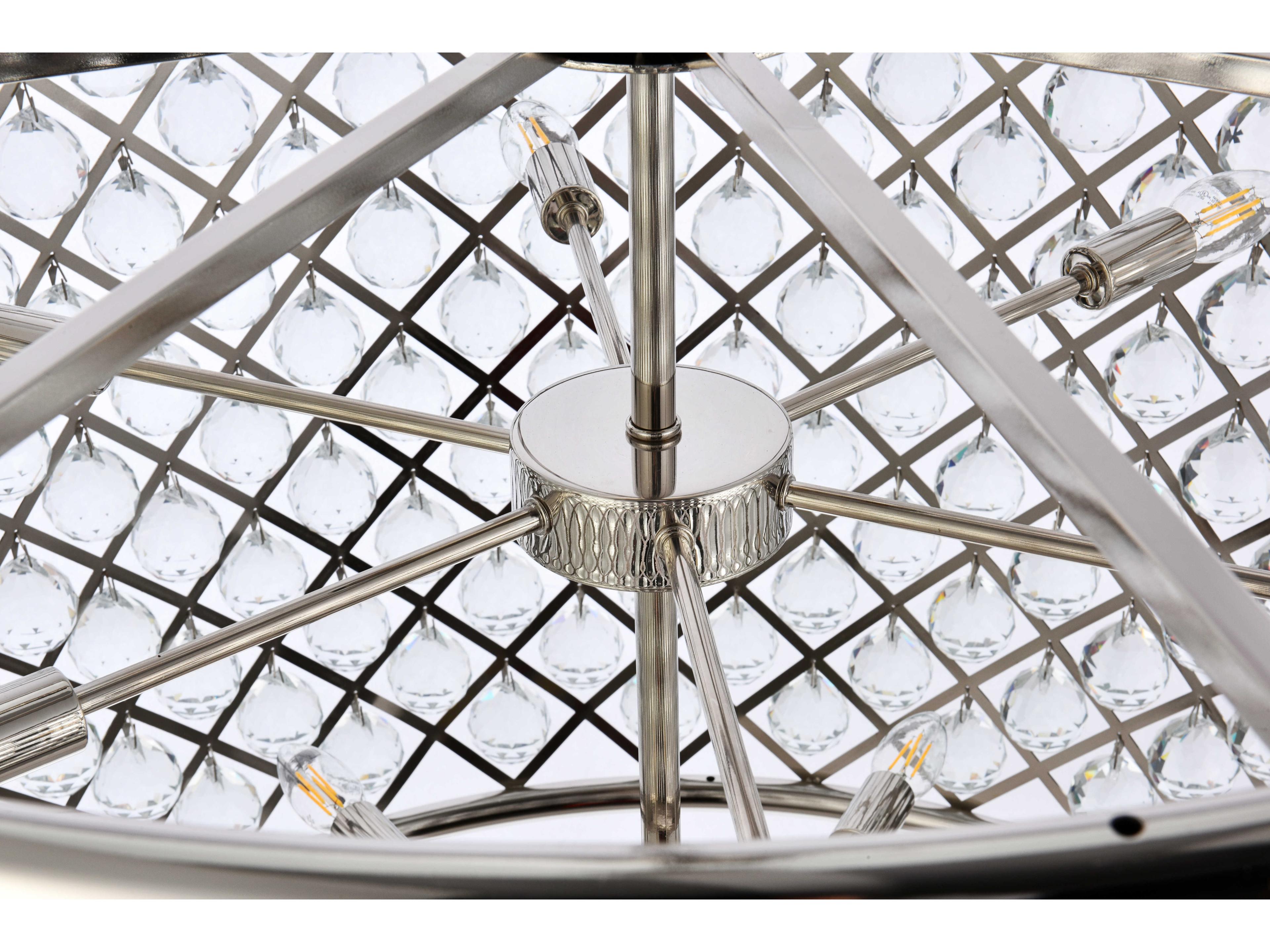 Elegant Lighting Madison 12-Light Polished Nickel Clear Crystal Drum Pendant