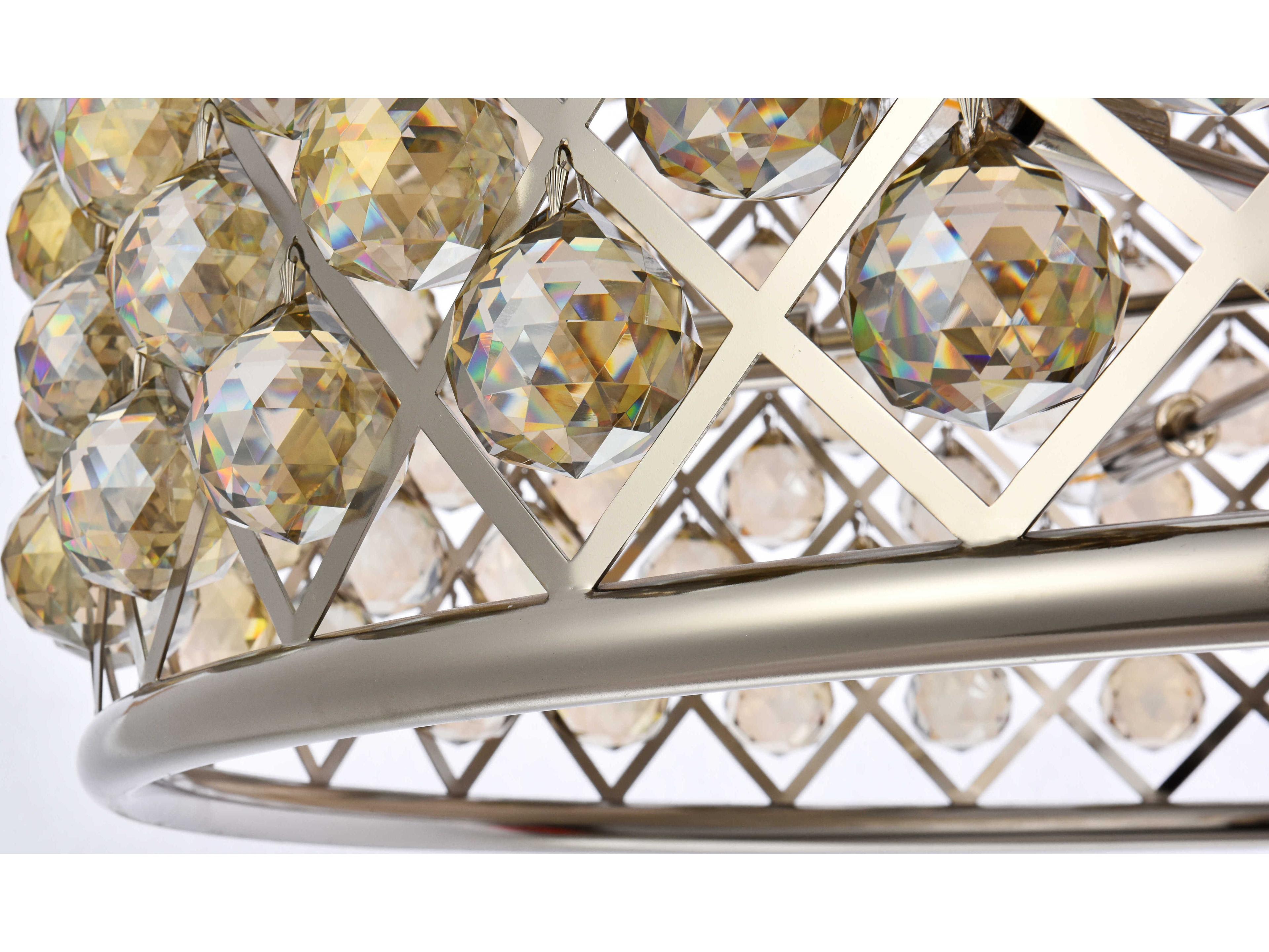 Elegant Lighting Madison 12-Light Polished Nickel Gold Crystal Drum Pendant