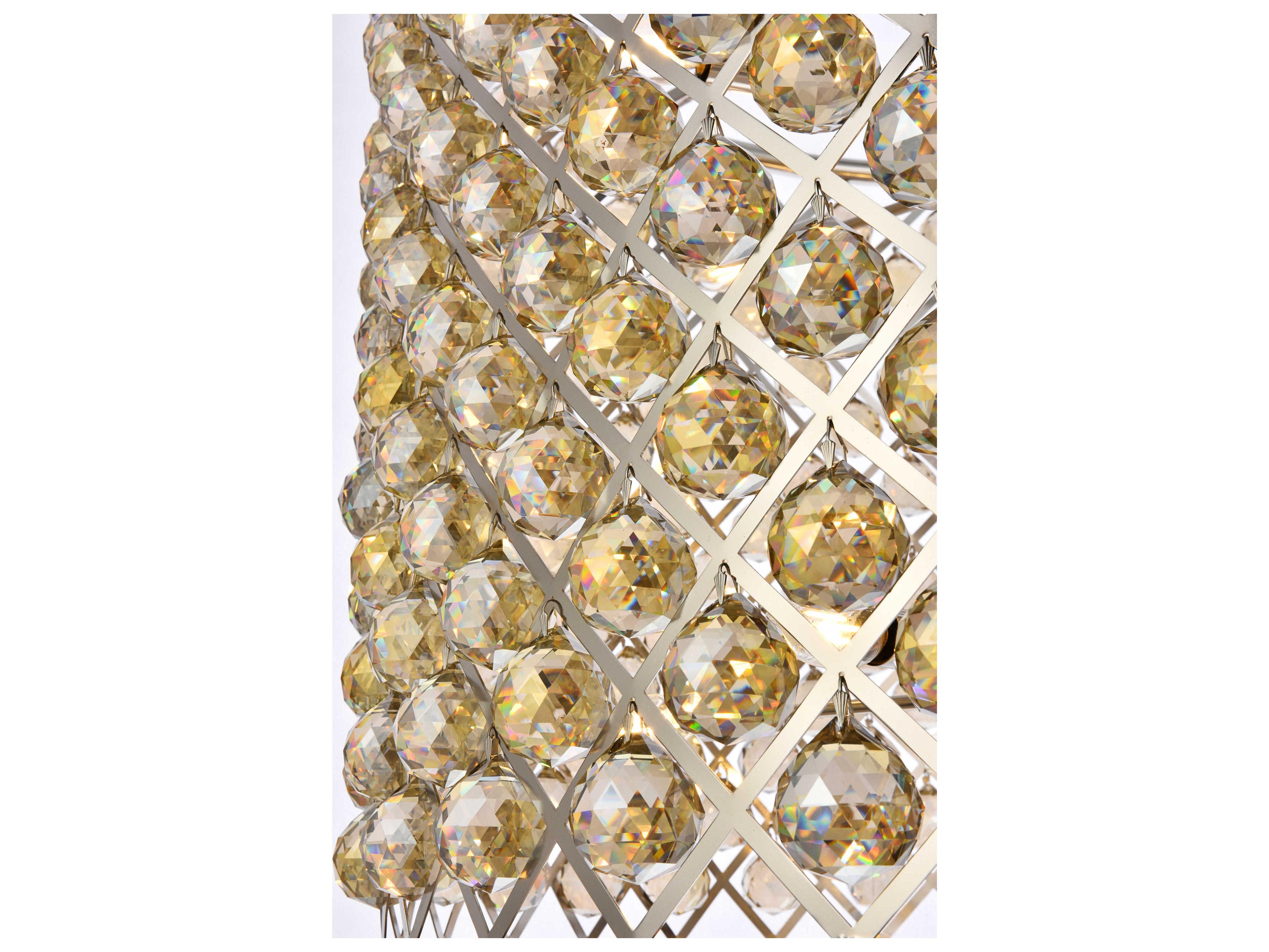 Elegant Lighting Madison 12-Light Polished Nickel Gold Crystal Drum Pendant