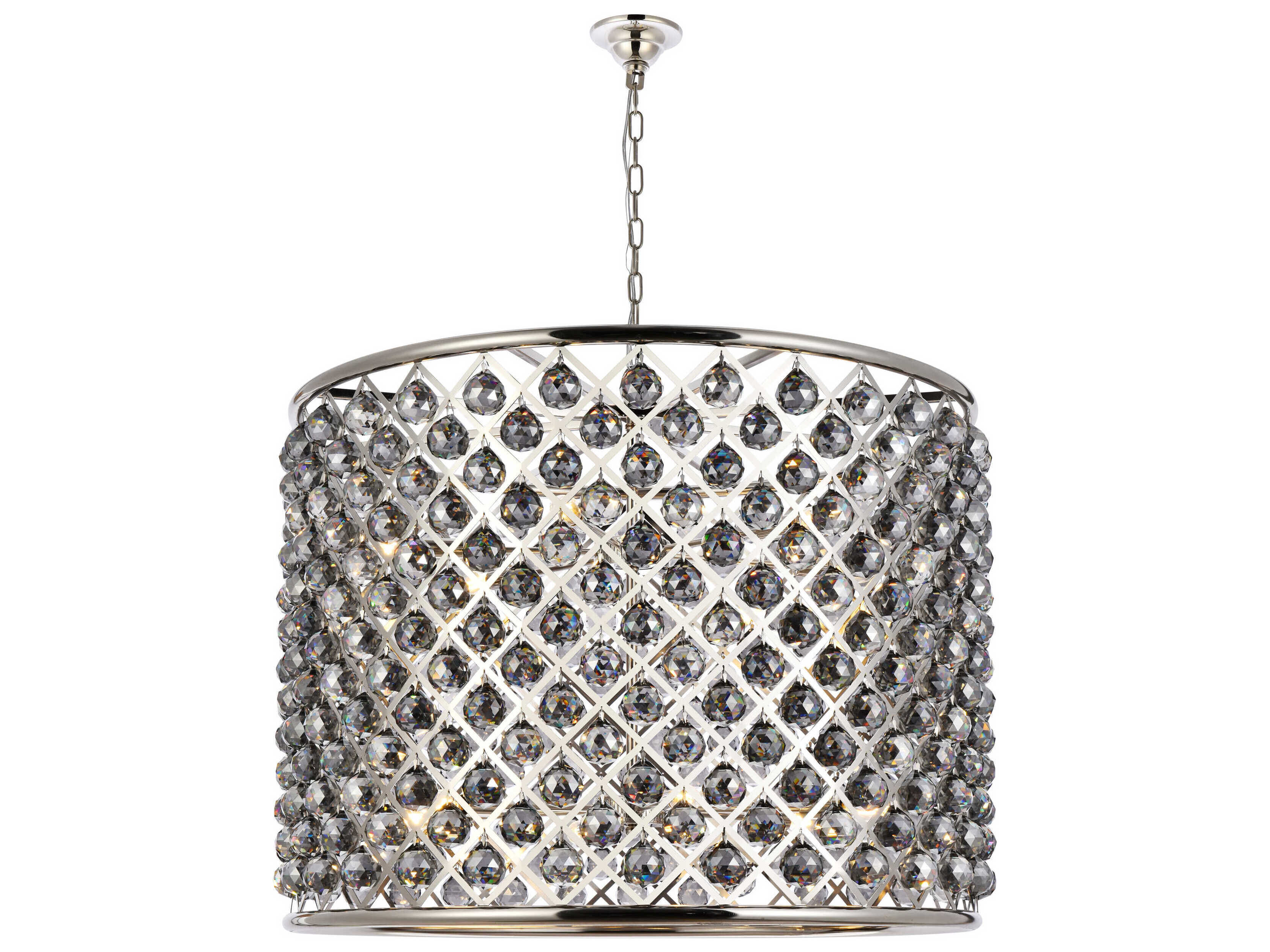 Elegant Lighting Madison 12-Light Polished Nickel Silver Crystal Drum Pendant