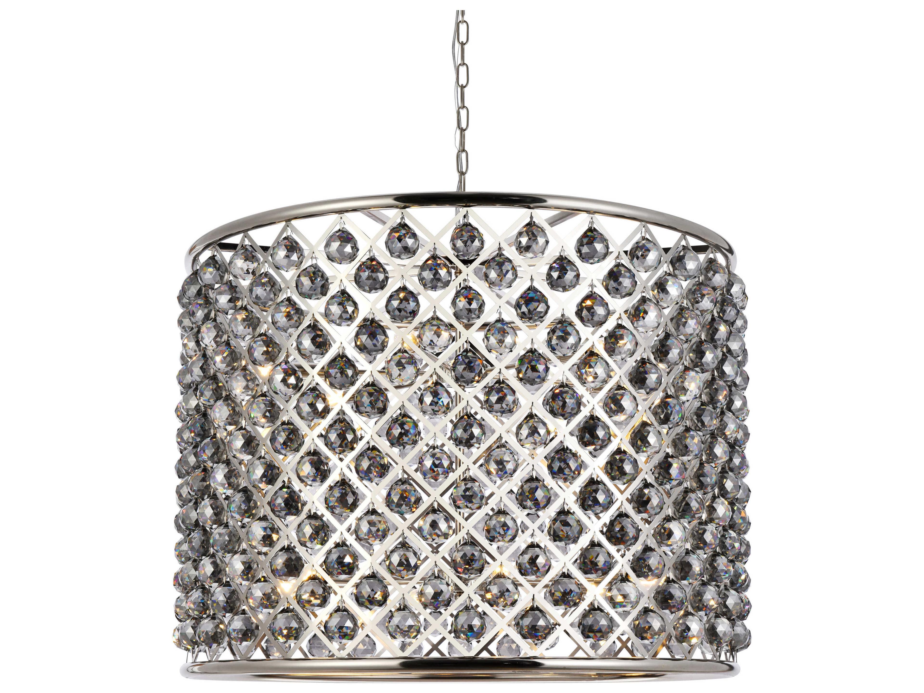Elegant Lighting Madison 12-Light Polished Nickel Silver Crystal Drum Pendant
