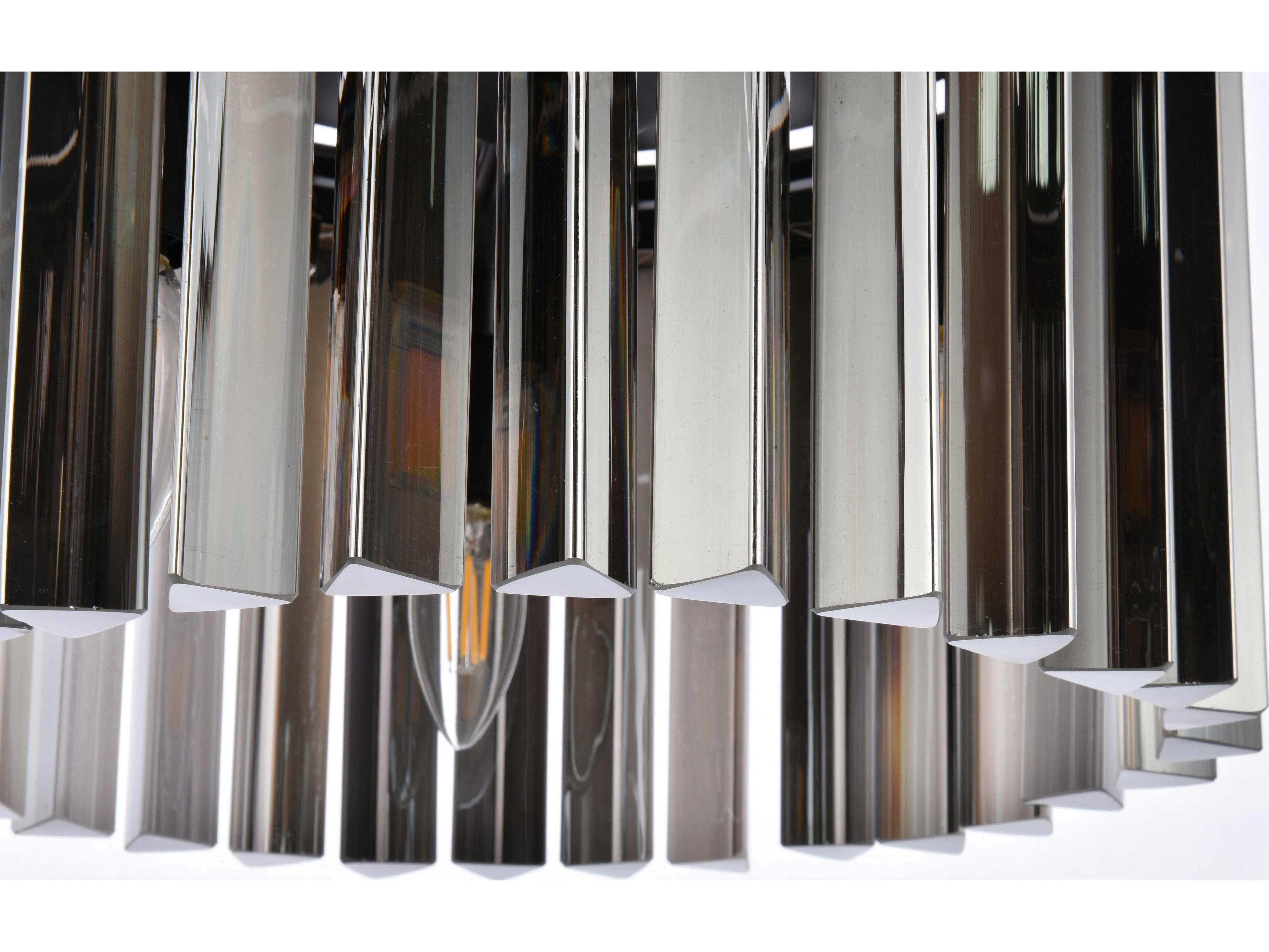 Elegant Lighting Sydney 3-Light Matte Black Silver Crystal Drum Pendant