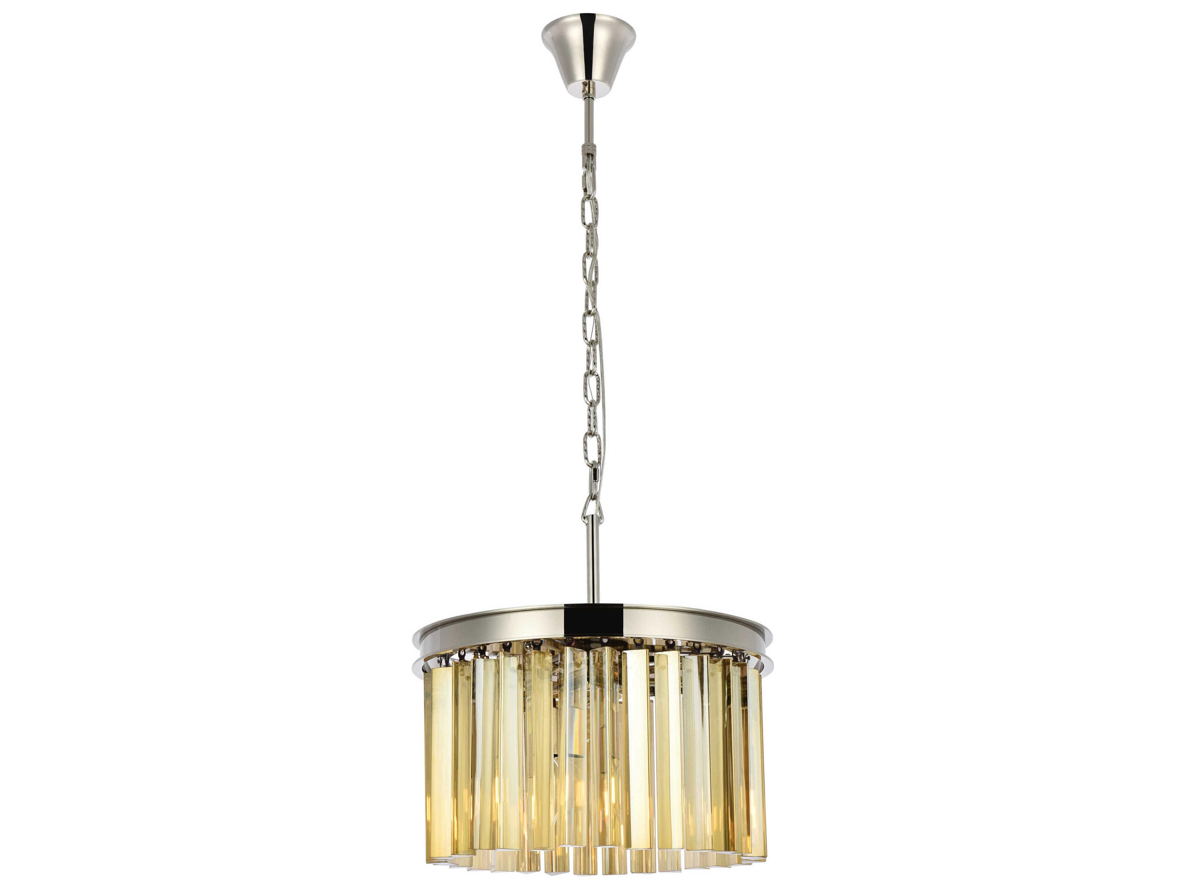 Elegant Lighting Sydney 3-Light Polished Nickel Gold Crystal Drum Pendant
