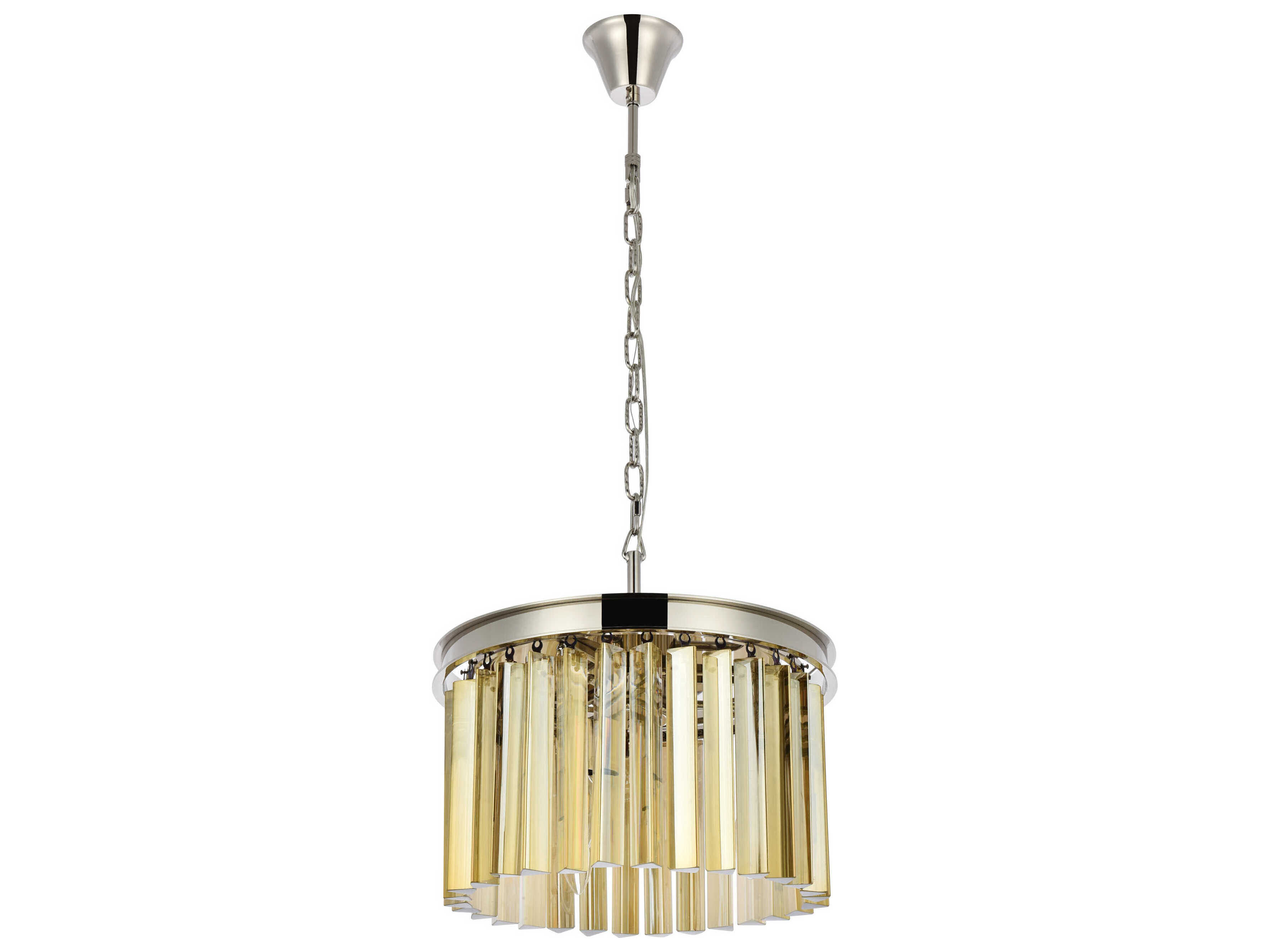 Elegant Lighting Sydney 3-Light Polished Nickel Gold Crystal Drum Pendant
