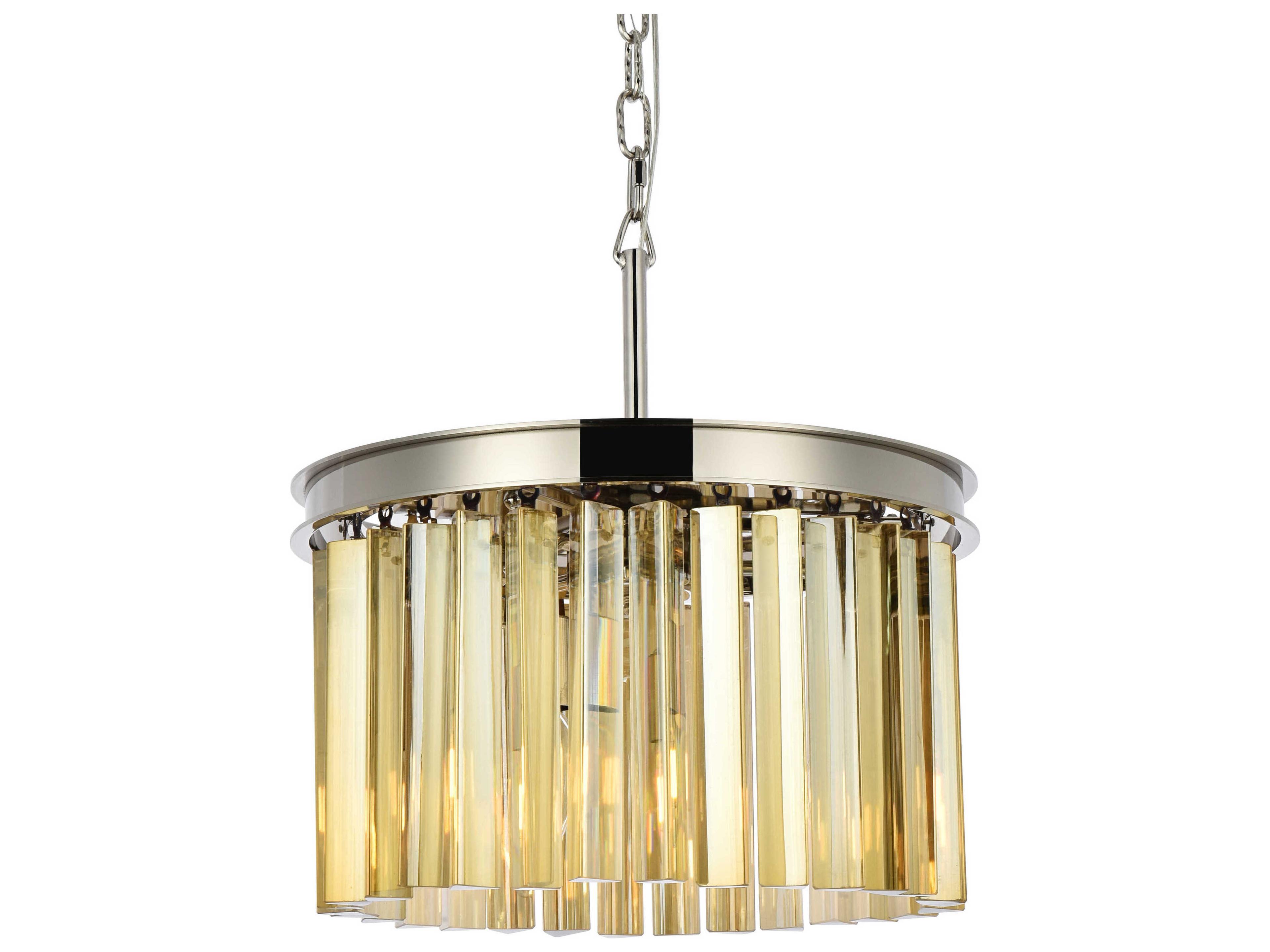 Elegant Lighting Sydney 3-Light Polished Nickel Gold Crystal Drum Pendant
