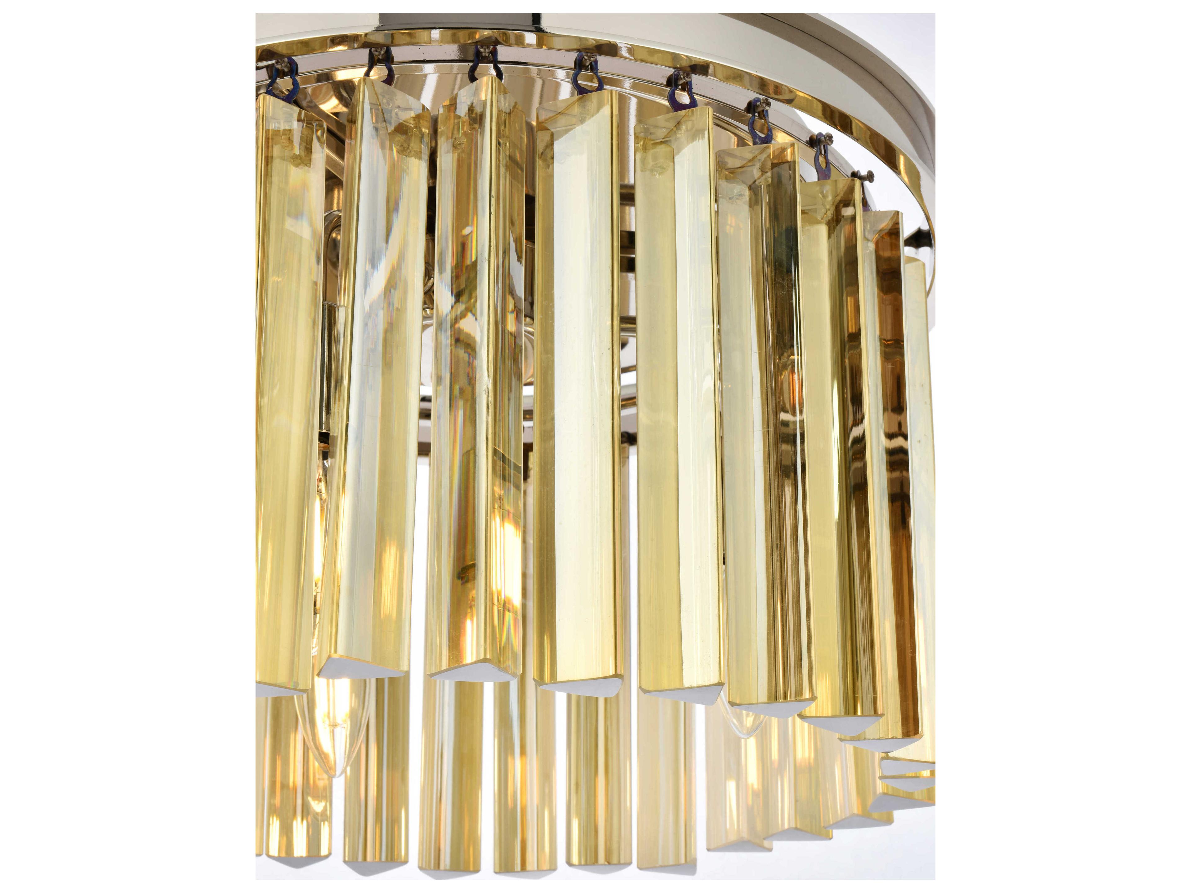 Elegant Lighting Sydney 3-Light Polished Nickel Gold Crystal Drum Pendant