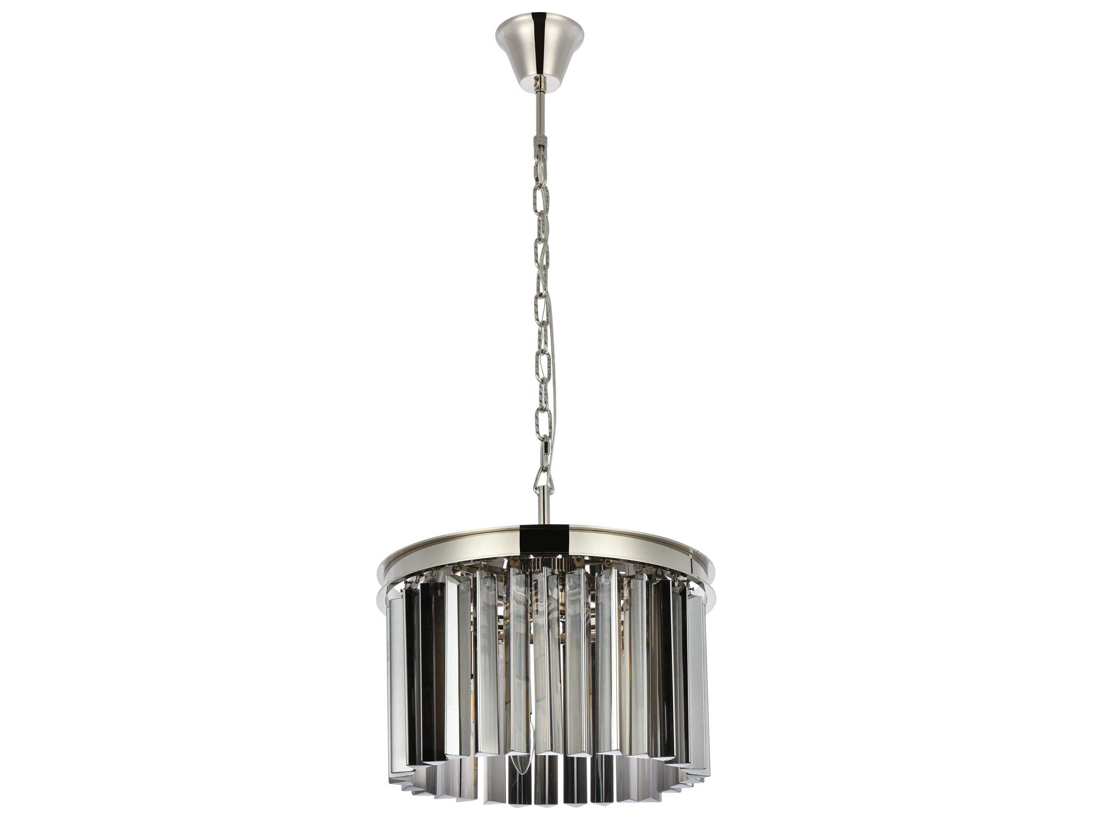 Elegant Lighting Sydney 3-Light Polished Nickel Silver Crystal Drum Pendant