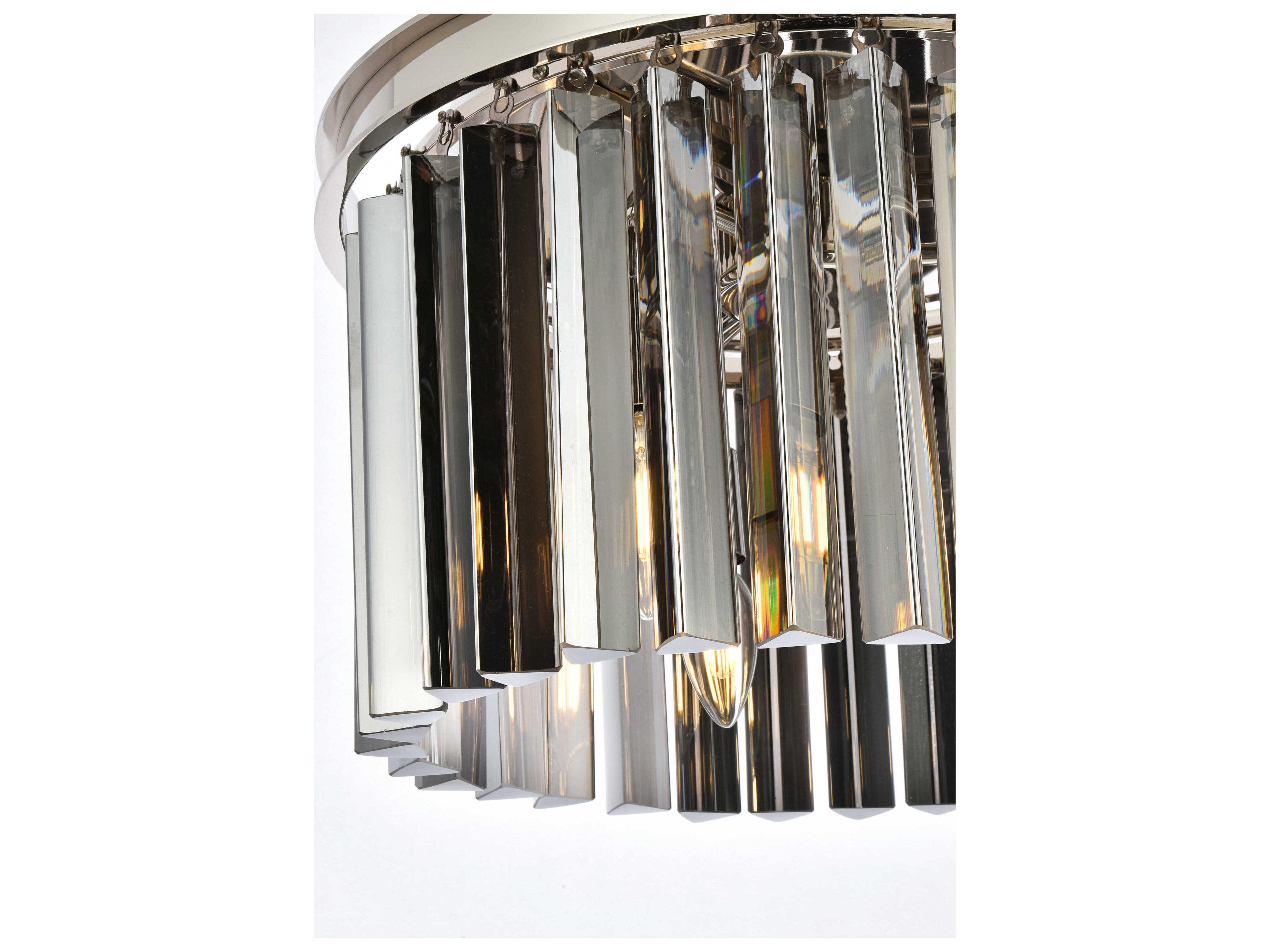 Elegant Lighting Sydney 3-Light Polished Nickel Silver Crystal Drum Pendant