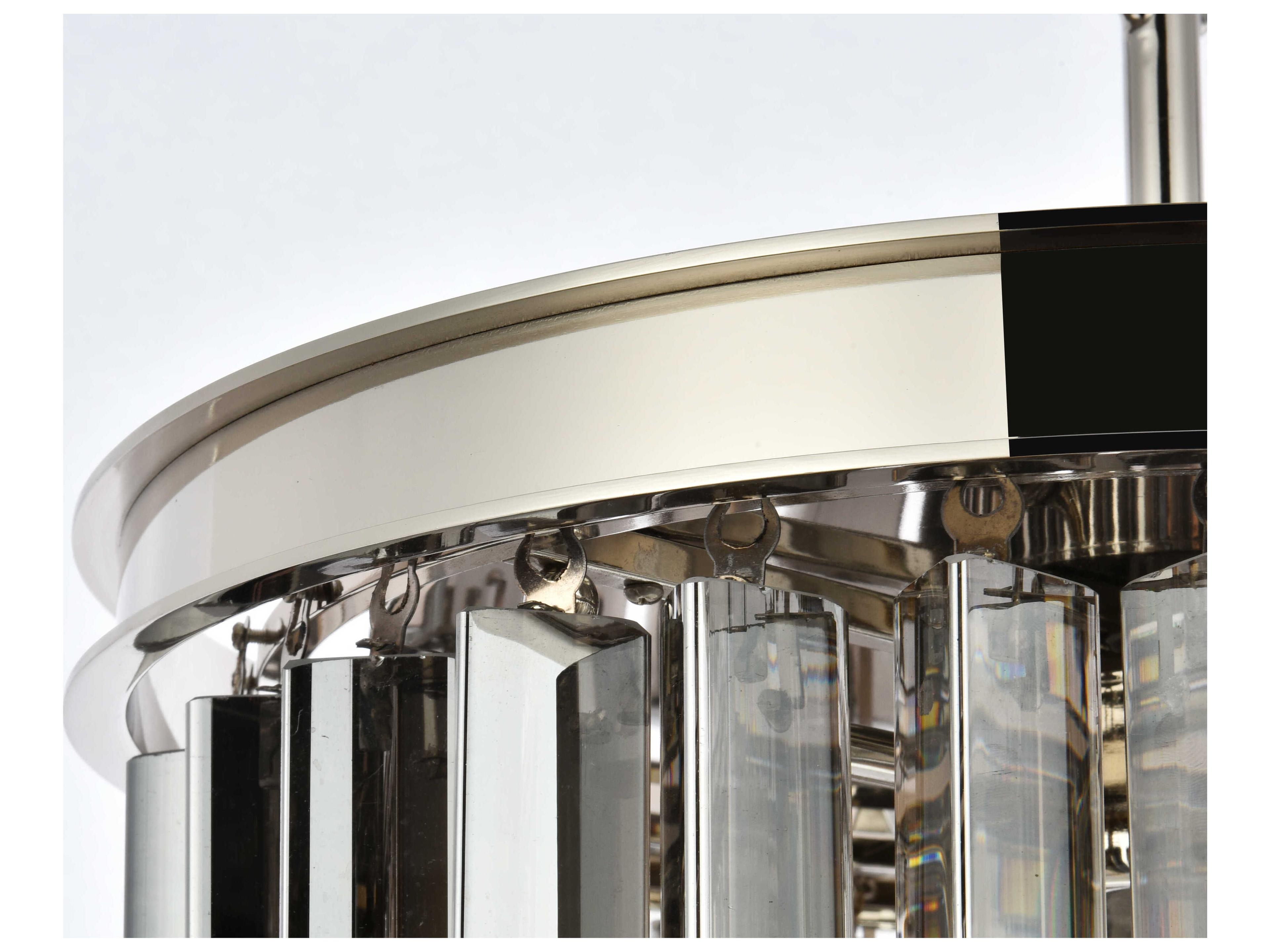 Elegant Lighting Sydney 3-Light Polished Nickel Silver Crystal Drum Pendant