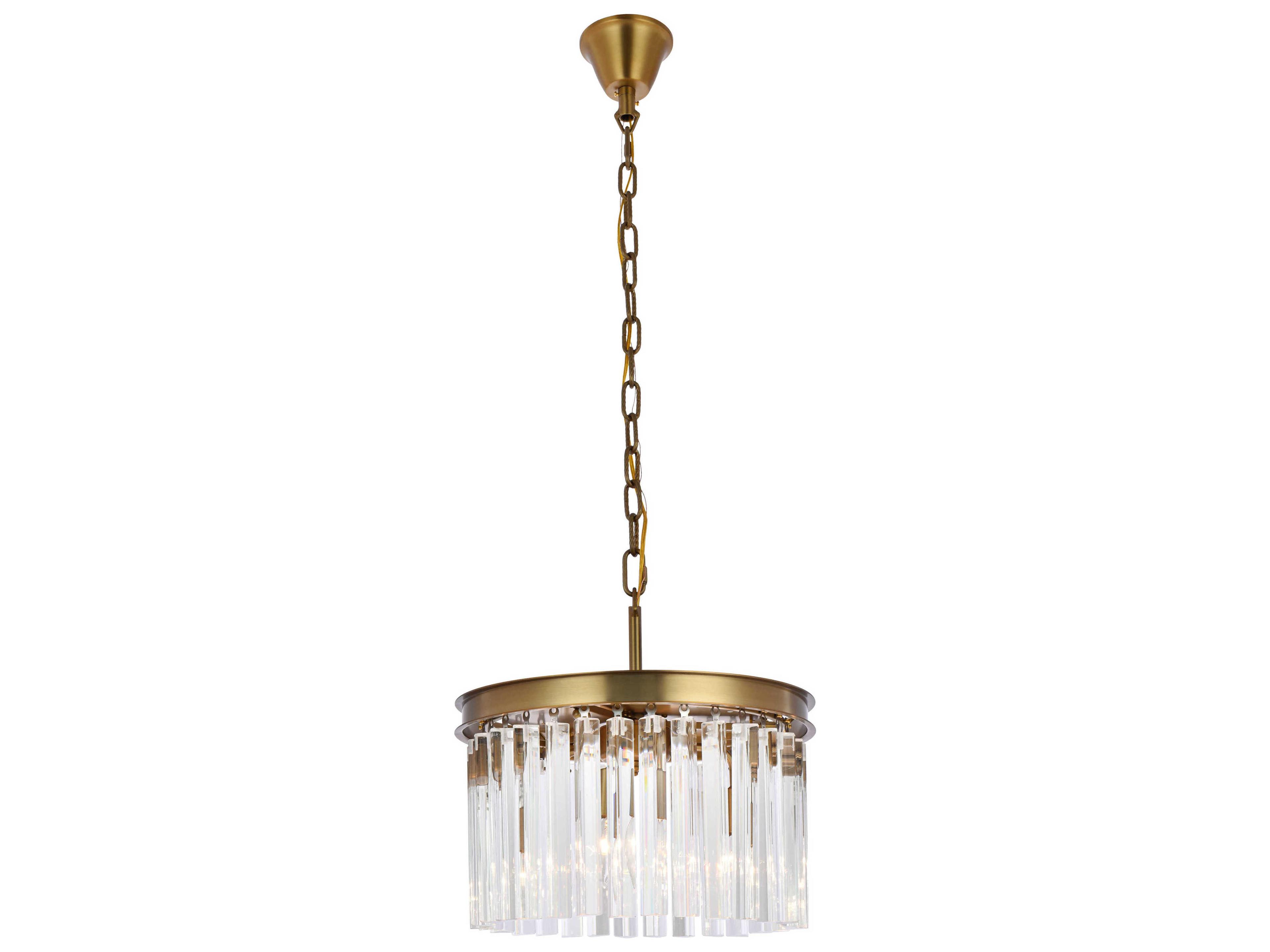Elegant Lighting Sydney 3-Light Satin Gold Drum Island Pendant