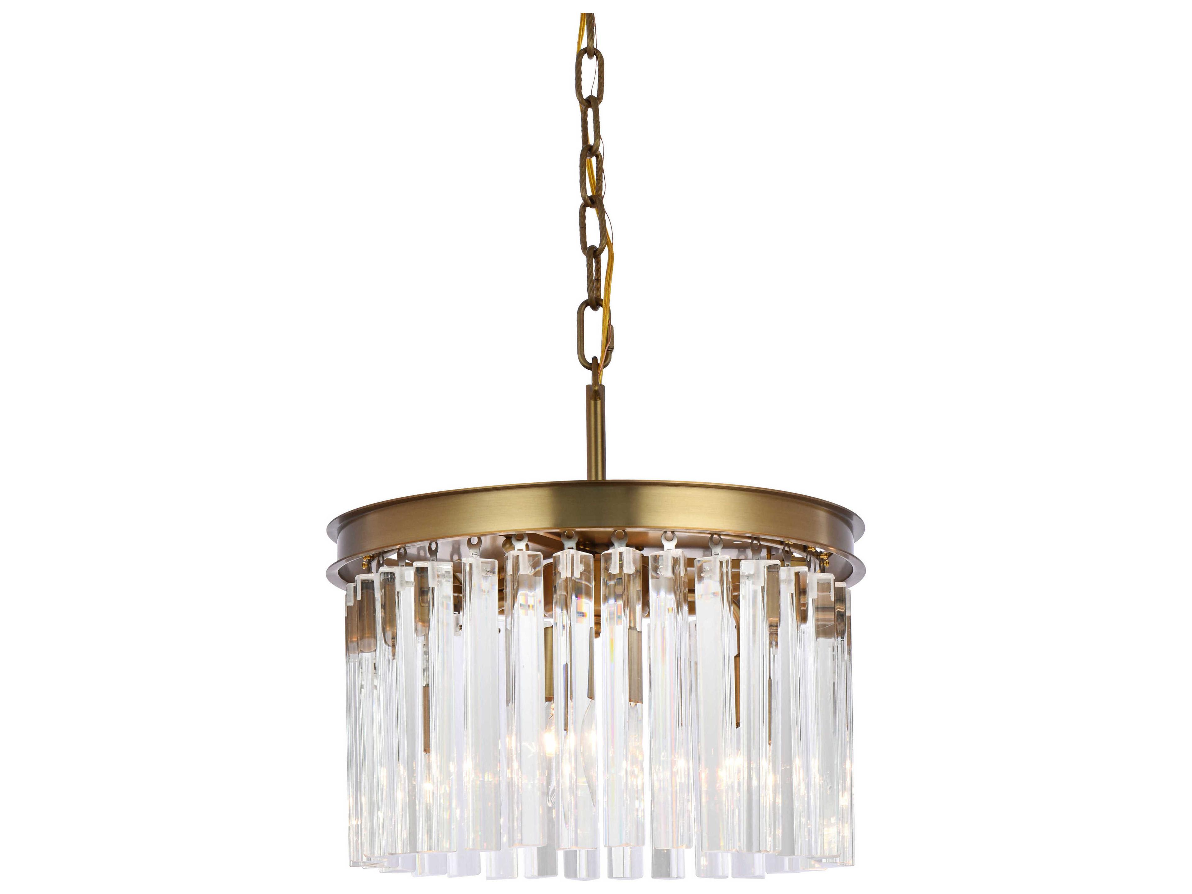 Elegant Lighting Sydney 3-Light Satin Gold Drum Island Pendant