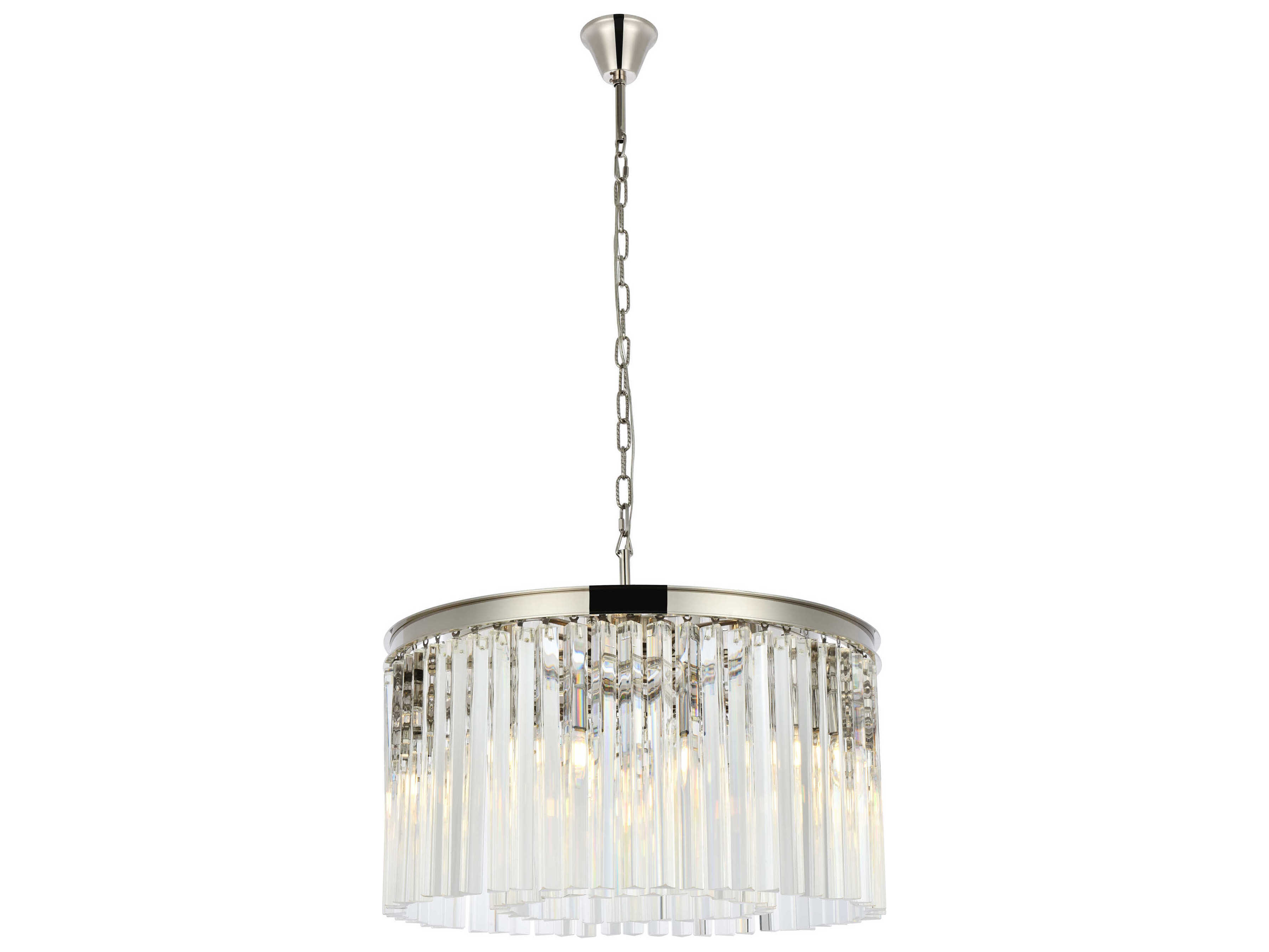 Elegant Lighting Sydney 8-Light Polished Nickel Clear Crystal Drum Pendant