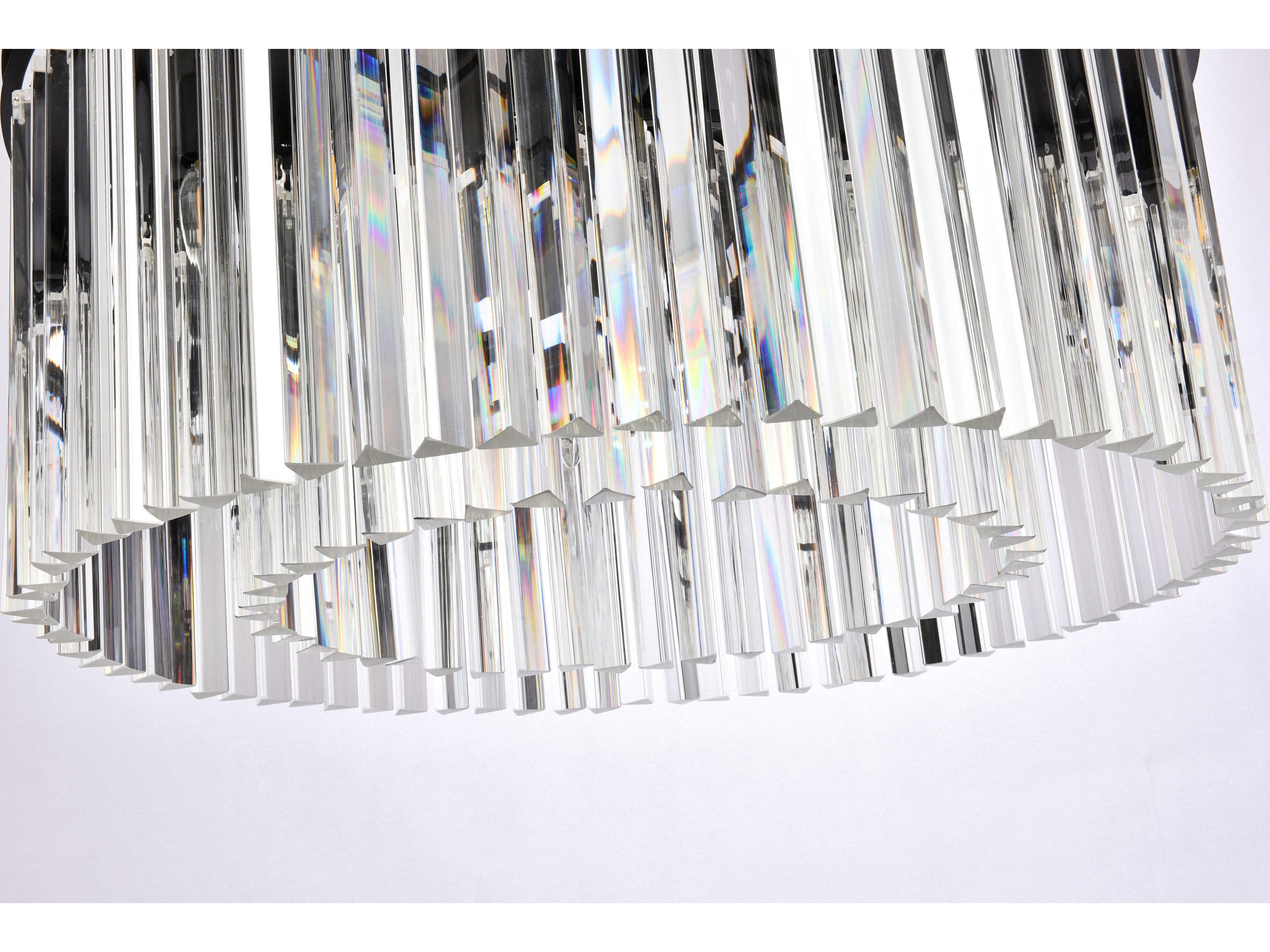 Elegant Lighting Sydney 8-Light Matte Black Clear Crystal Drum Pendant