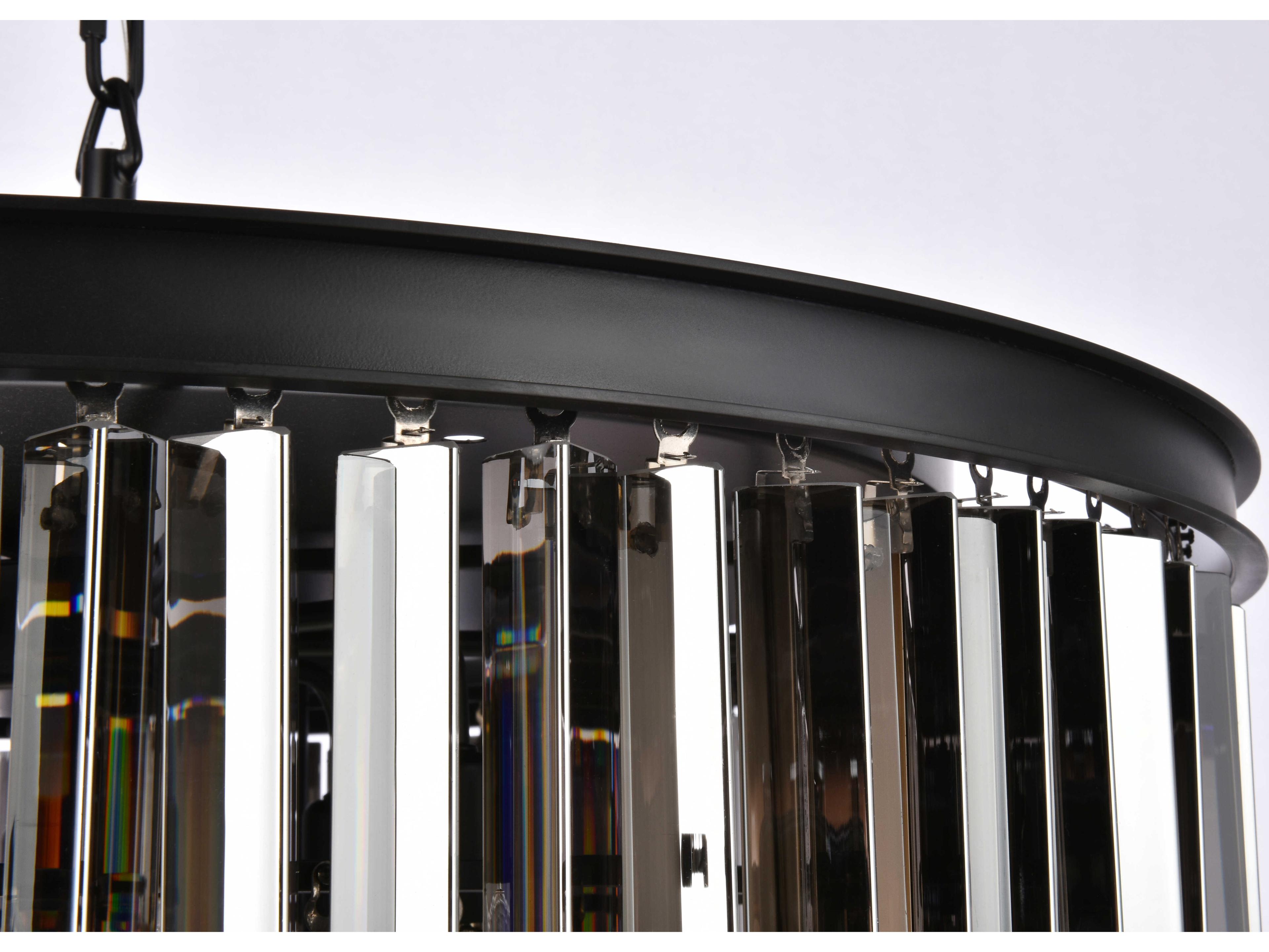 Elegant Lighting Sydney 8-Light Matte Black Silver Crystal Drum Pendant