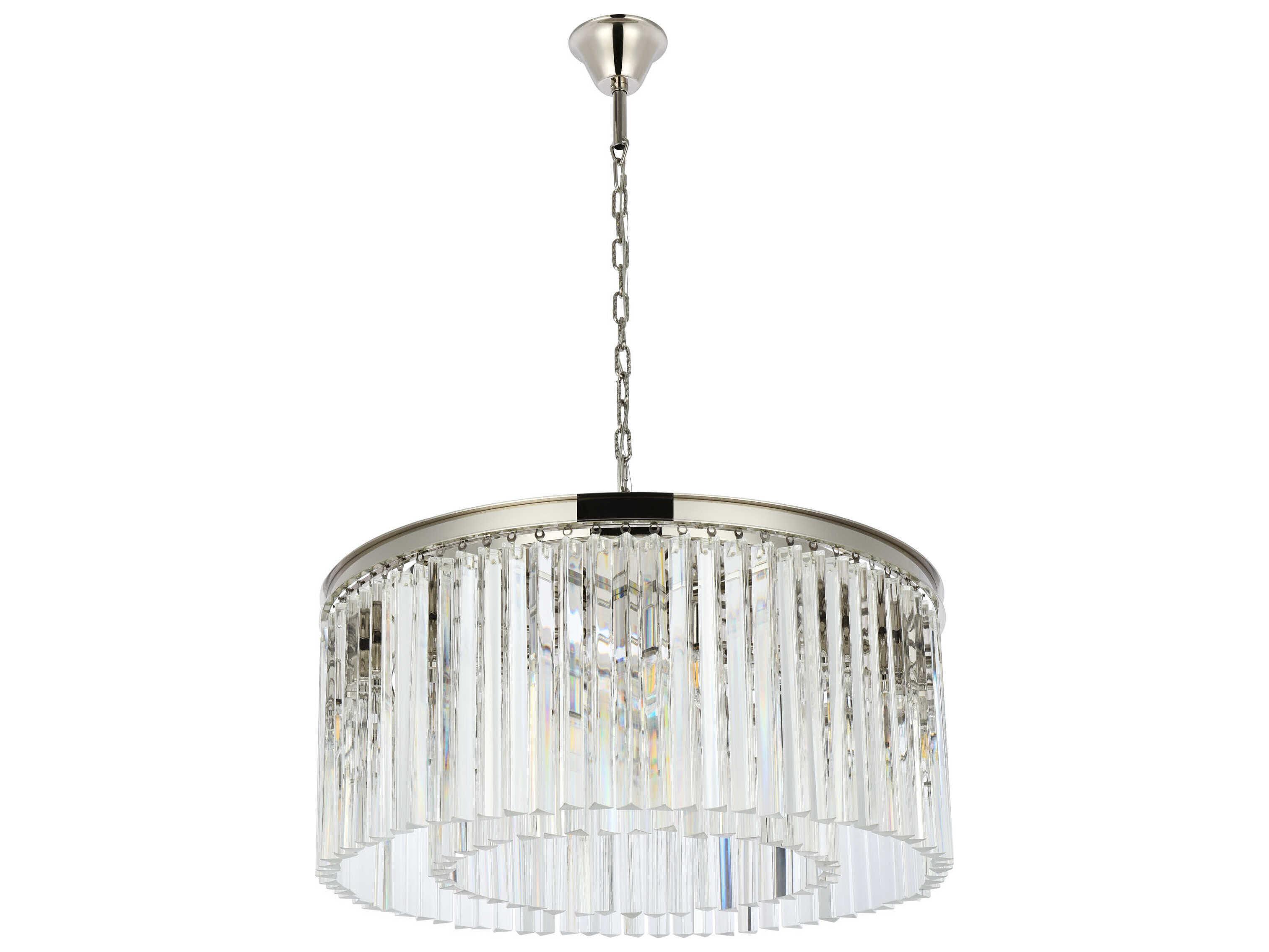 Elegant Lighting Sydney 8-Light Polished Nickel Clear Crystal Drum Pendant