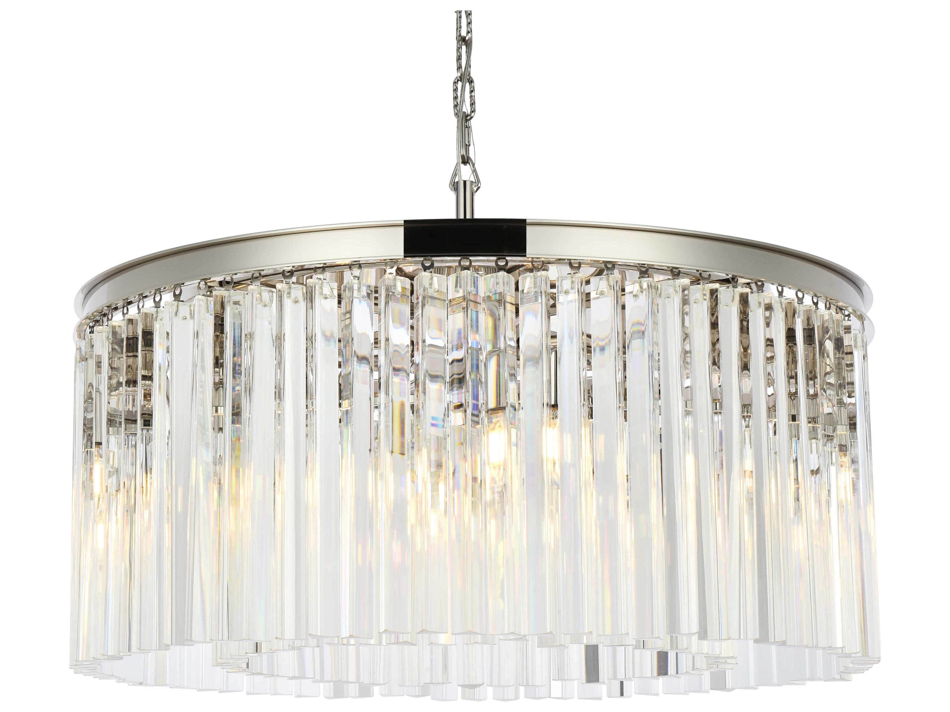 Elegant Lighting Sydney 8-Light Polished Nickel Clear Crystal Drum Pendant