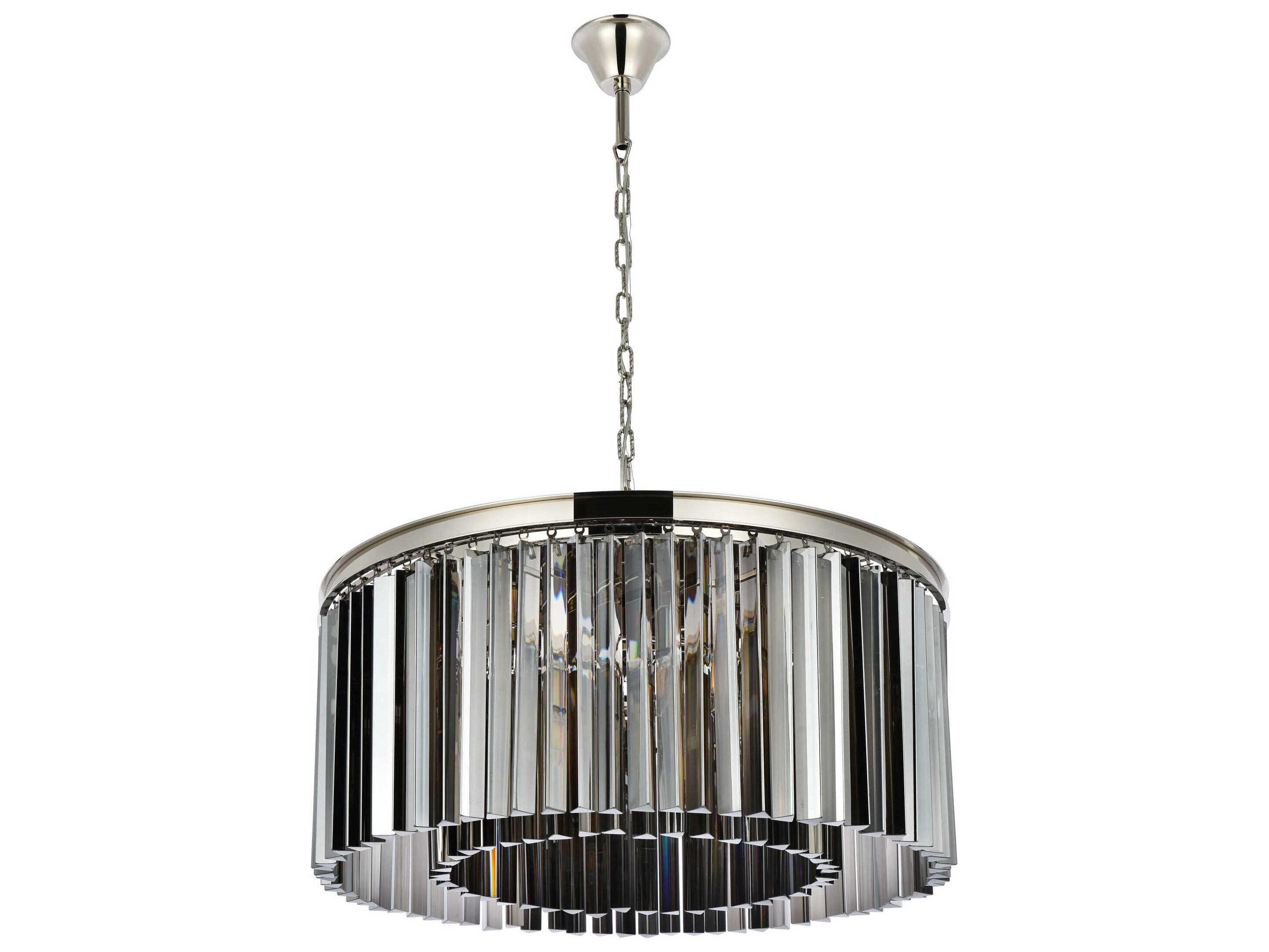 Elegant Lighting Sydney 8-Light Polished Nickel Silver Crystal Drum Pendant