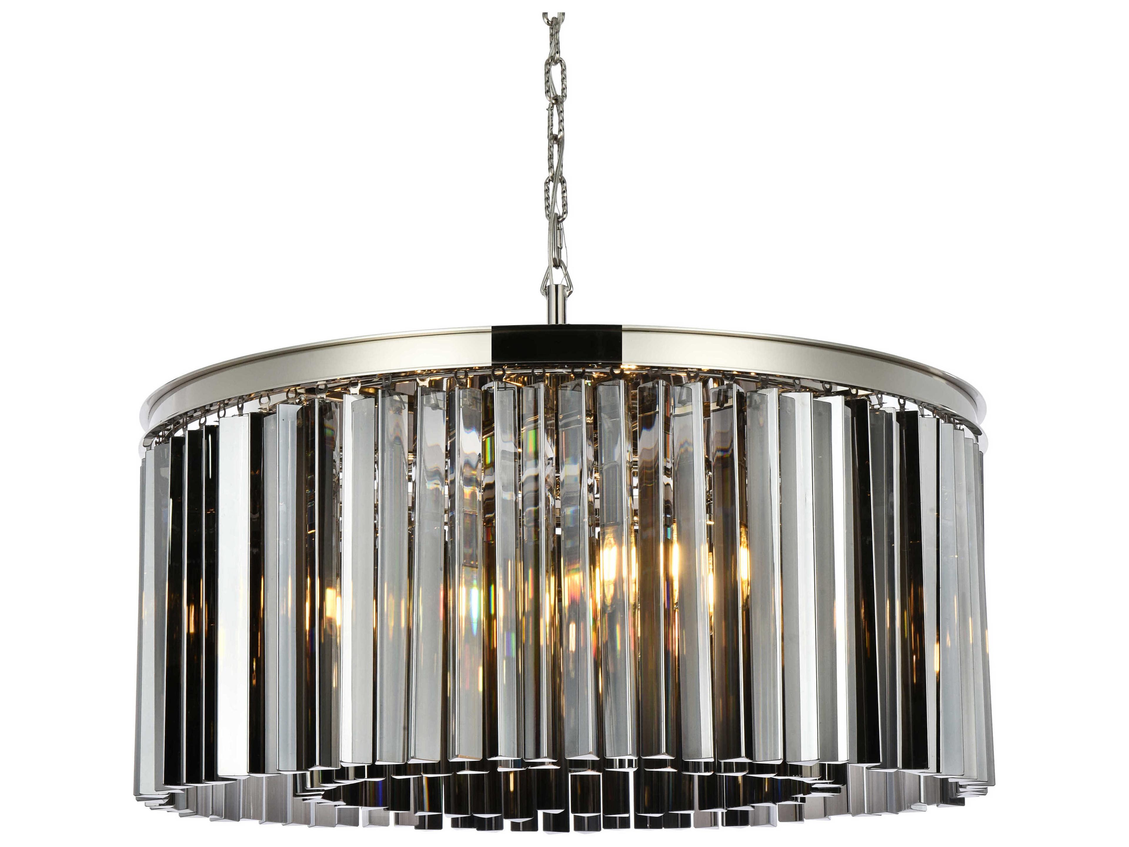 Elegant Lighting Sydney 8-Light Polished Nickel Silver Crystal Drum Pendant