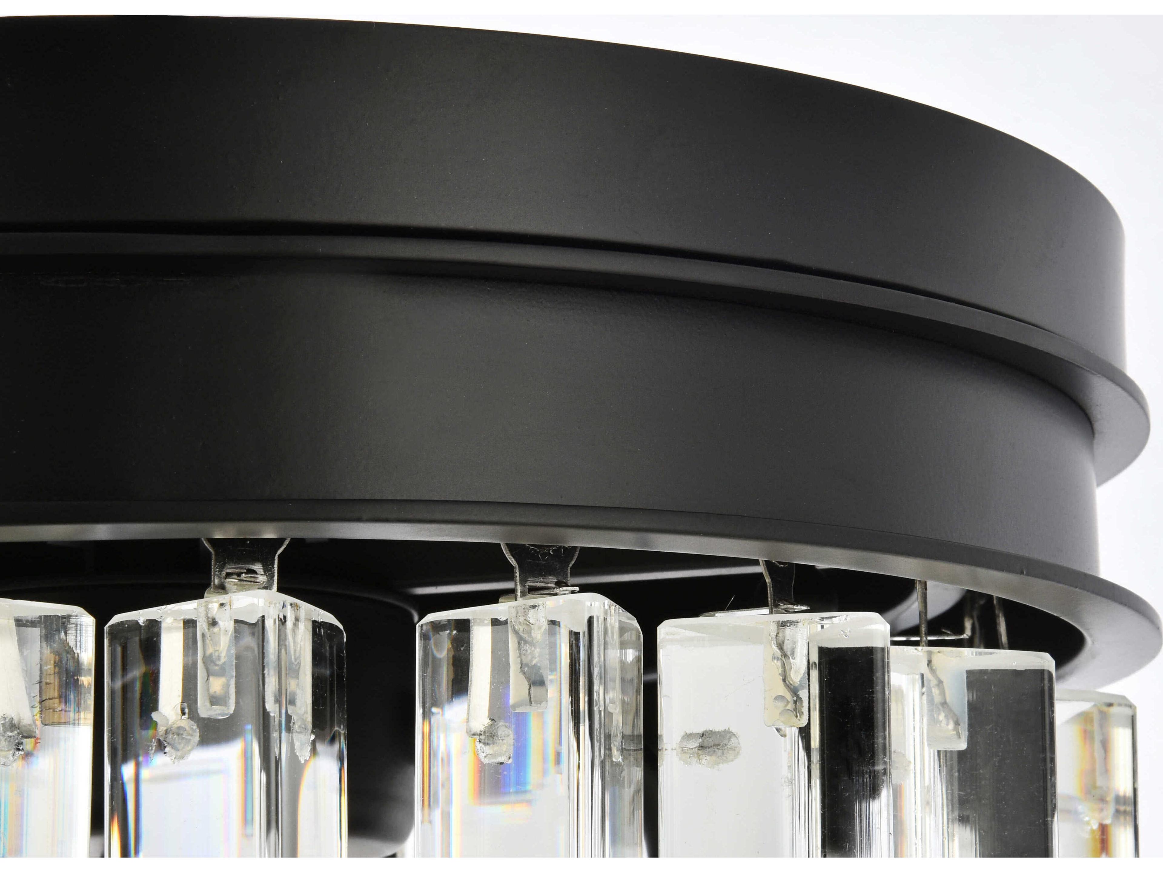 Elegant Lighting Sydney 3-Light Matte Black Clear Crystal Drum Flush Mount