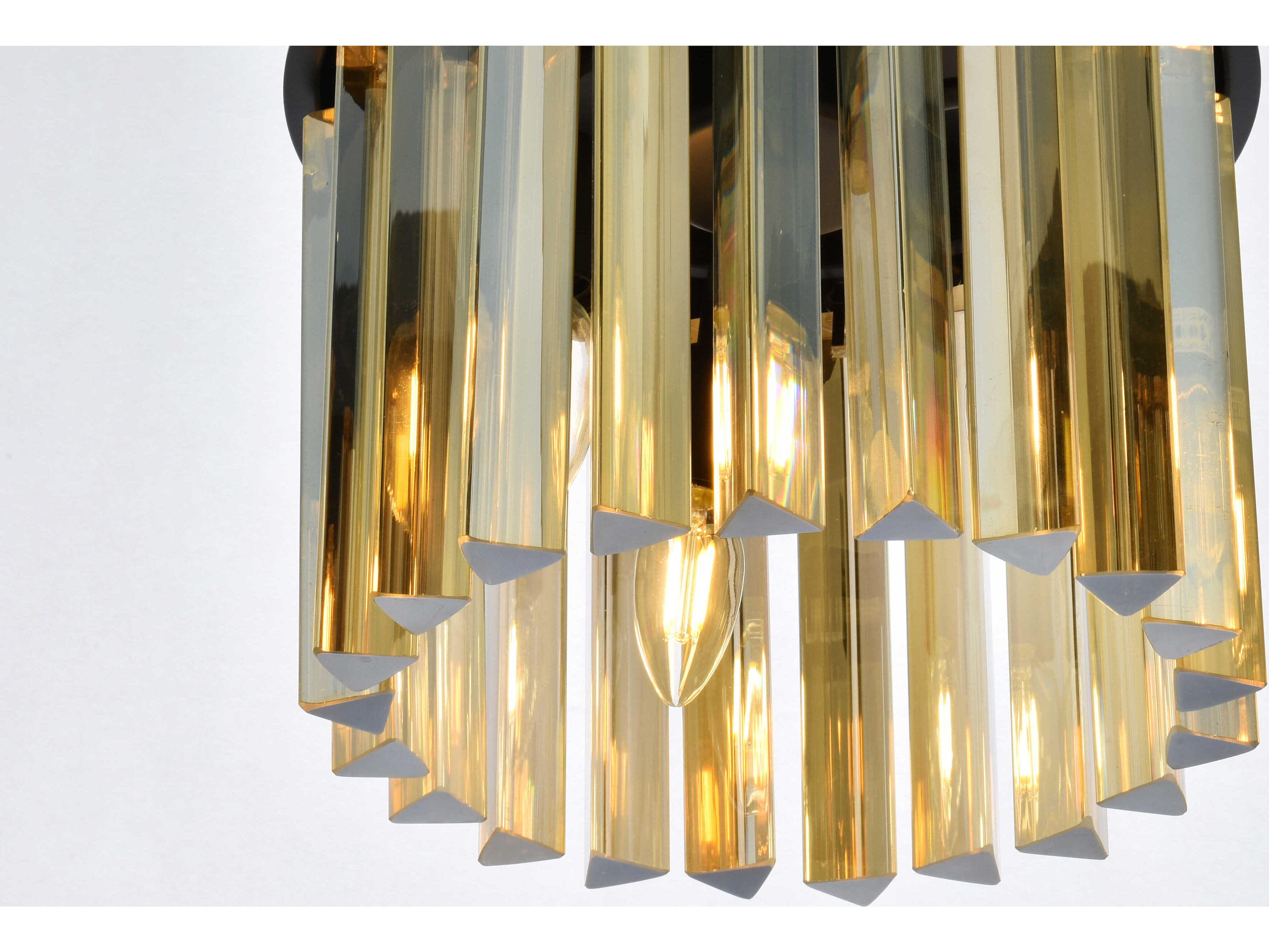 Elegant Lighting Sydney 3-Light Matte Black Gold Crystal Drum Flush Mount
