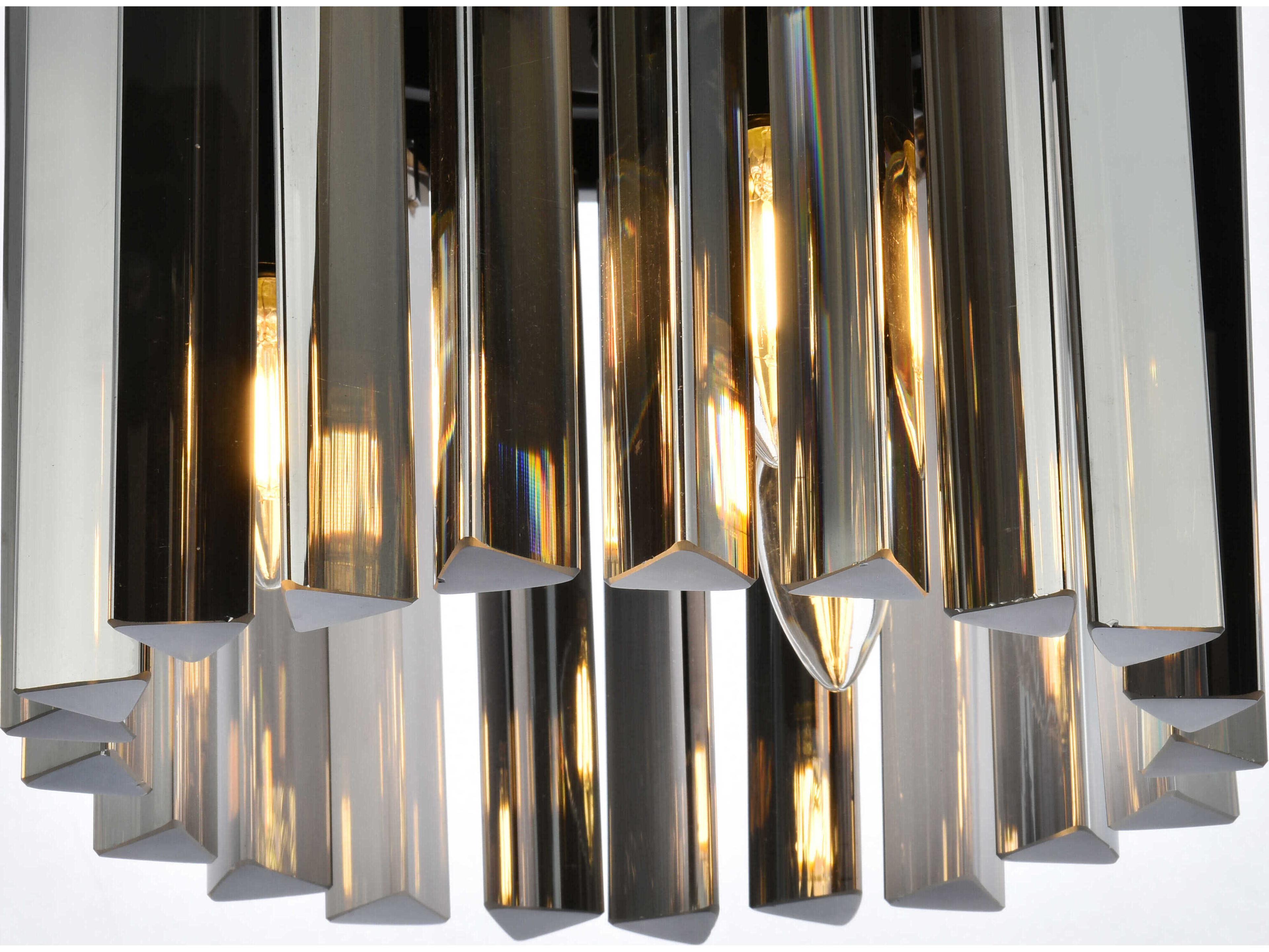 Elegant Lighting Sydney 3-Light Matte Black Silver Crystal Drum Flush Mount