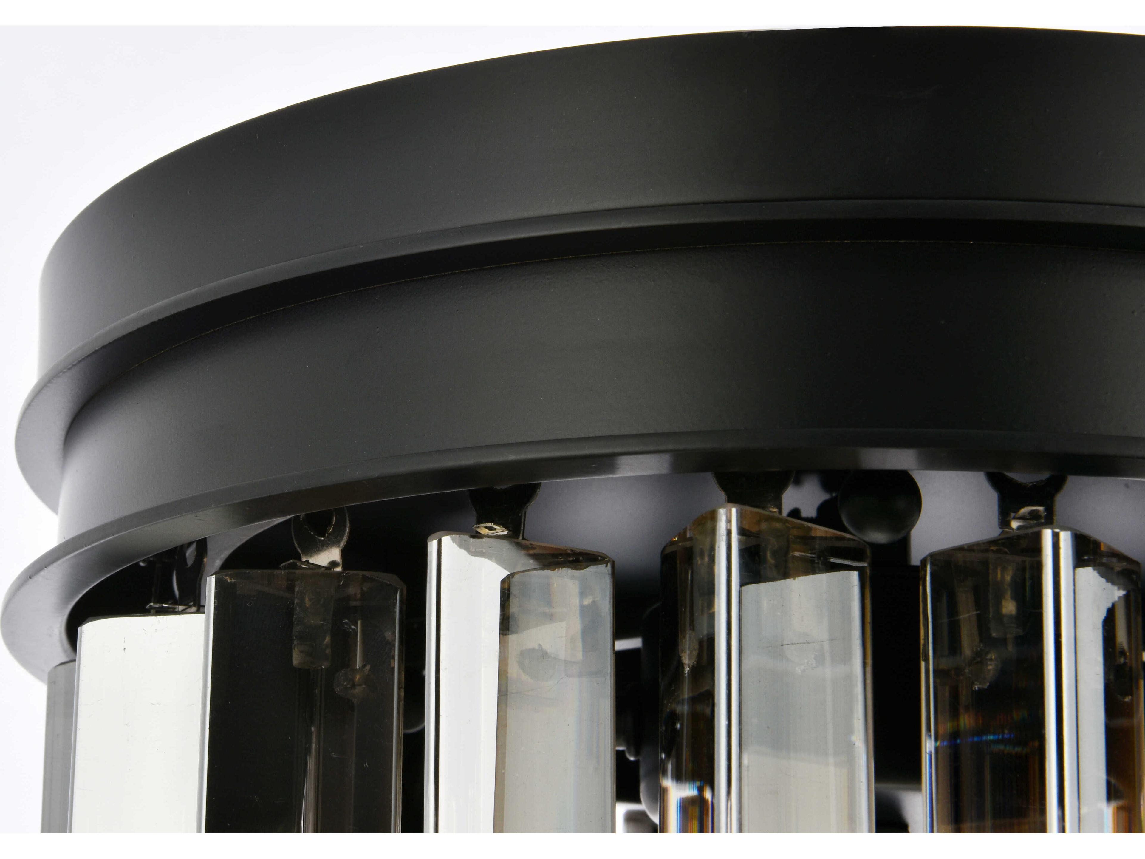 Elegant Lighting Sydney 3-Light Matte Black Silver Crystal Drum Flush Mount