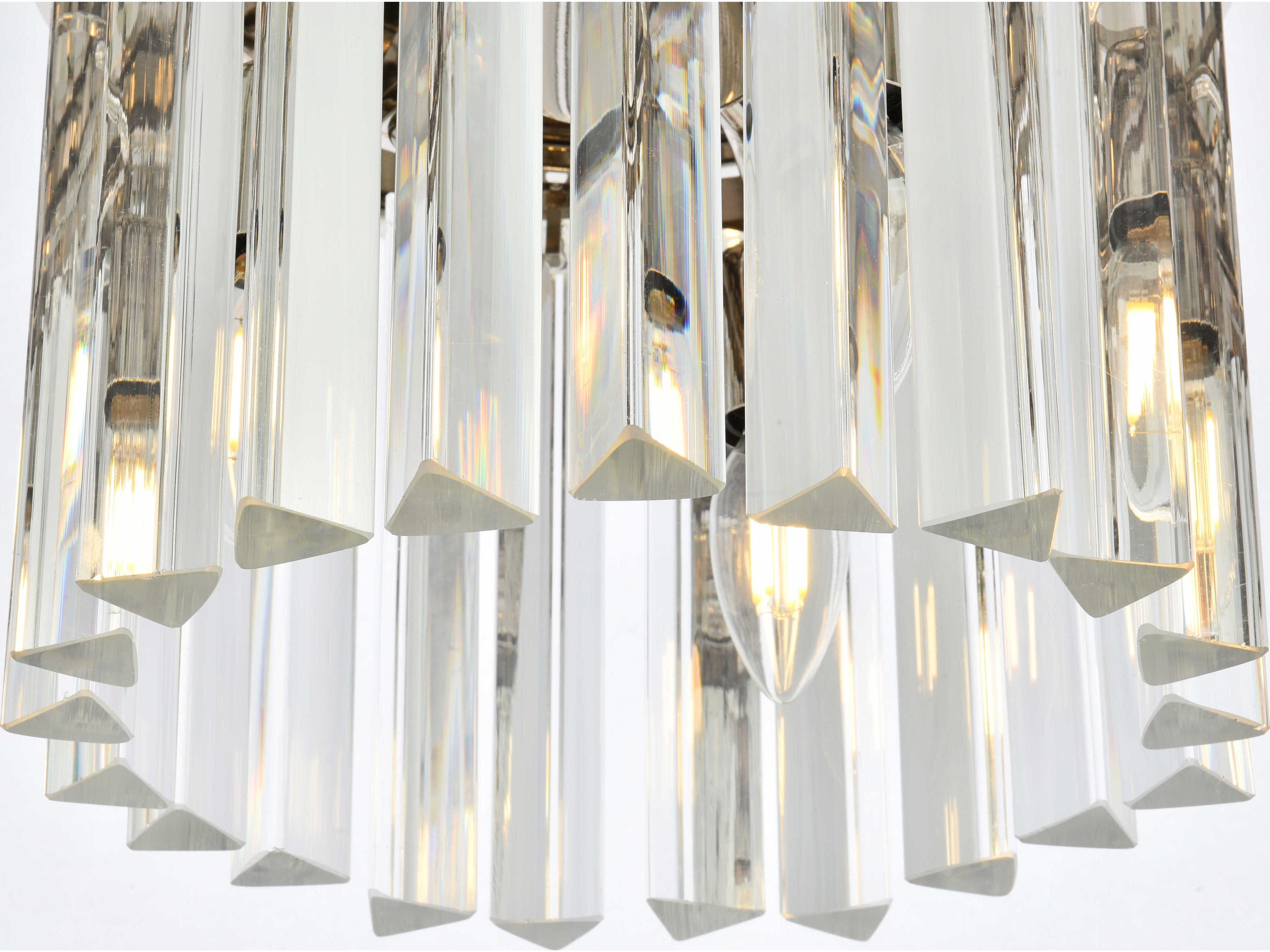 Elegant Lighting Sydney 3-Light Polished Nickel Clear Crystal Drum Flush Mount