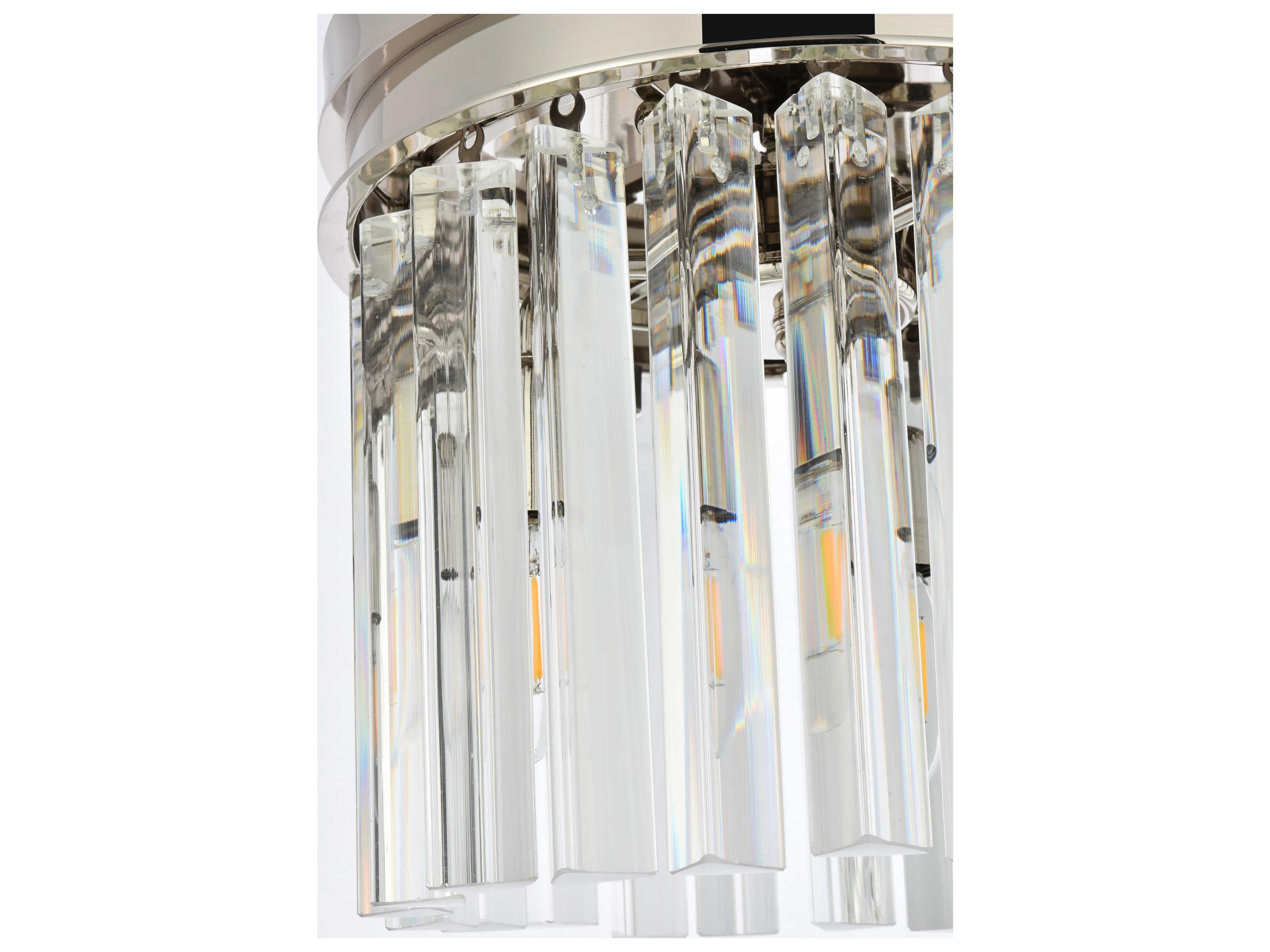 Elegant Lighting Sydney 3-Light Polished Nickel Clear Crystal Drum Flush Mount