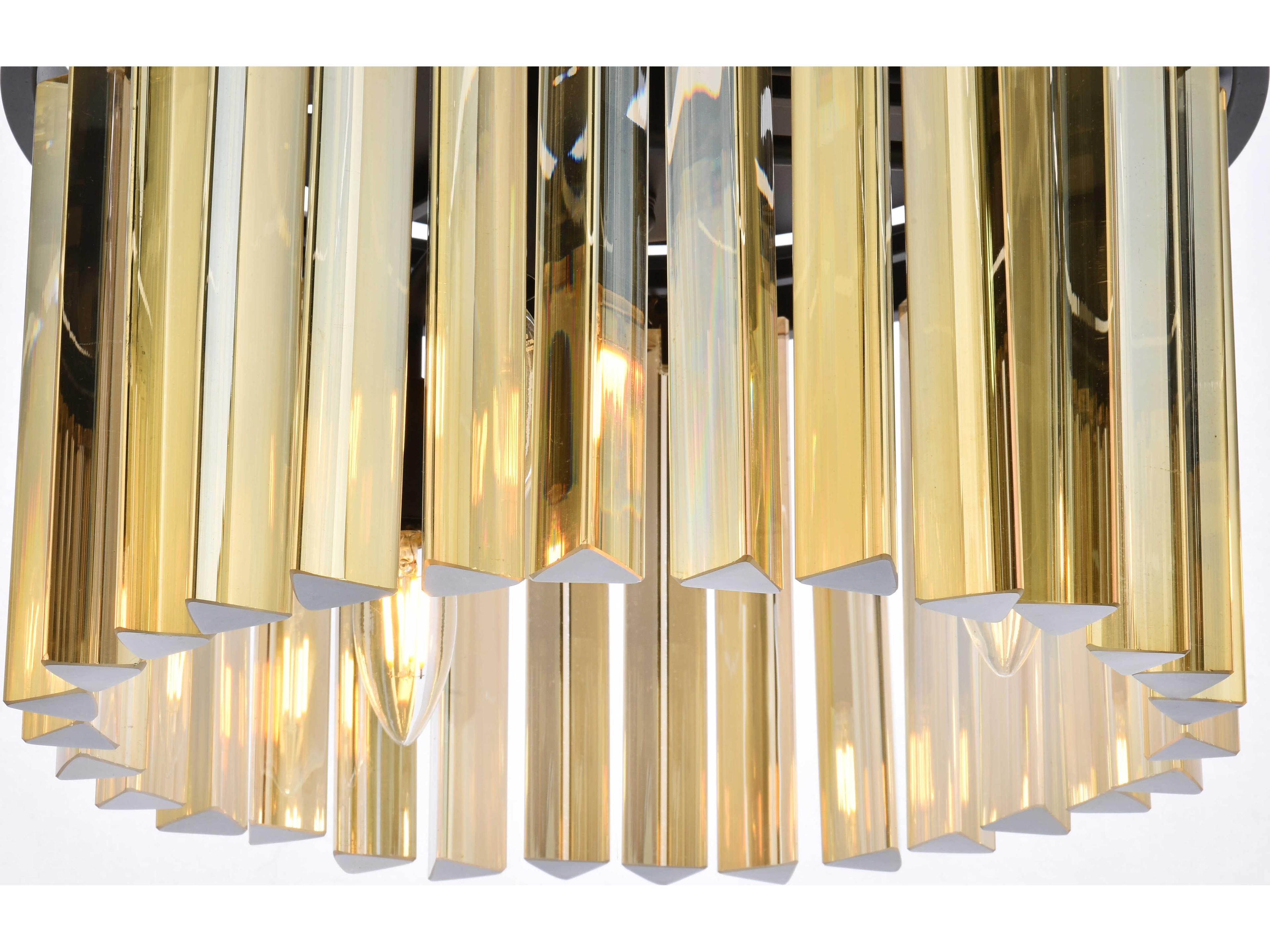 Elegant Lighting Sydney 3-Light Matte Black Gold Crystal Drum Flush Mount