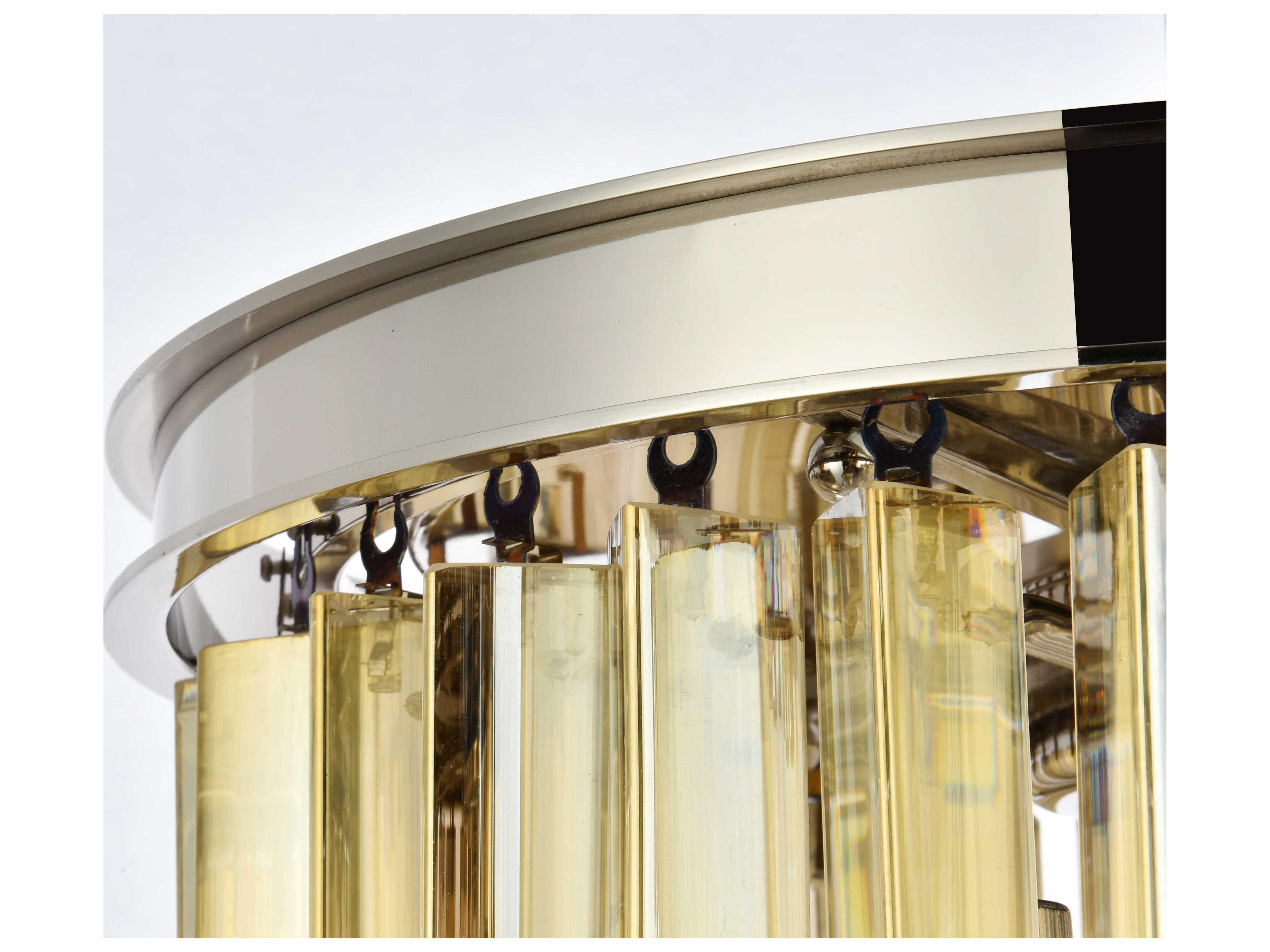 Elegant Lighting Sydney 3-Light Polished Nickel Gold Crystal Drum Flush Mount