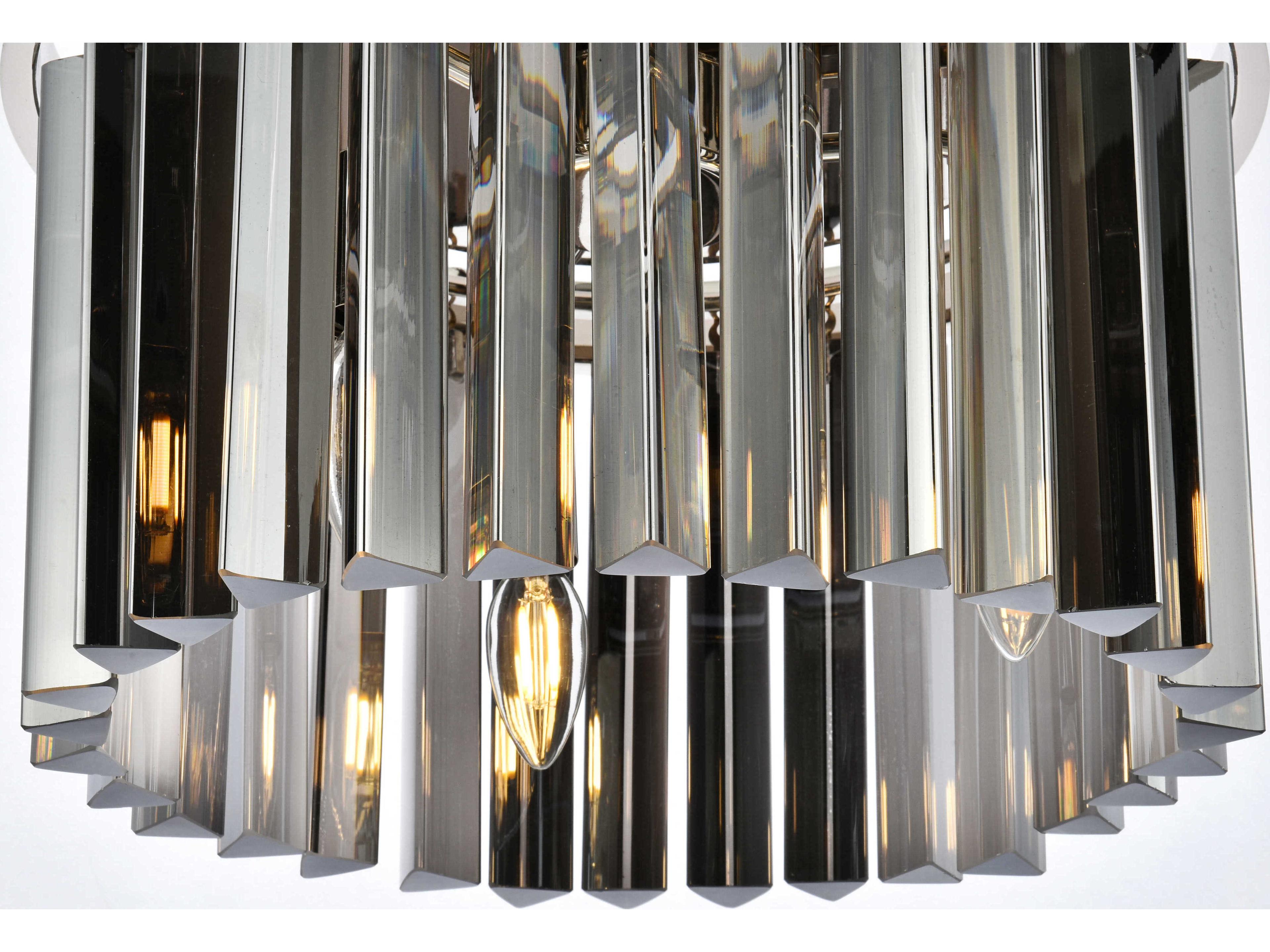 Elegant Lighting Sydney 3-Light Polished Nickel Silver Crystal Drum Flush Mount